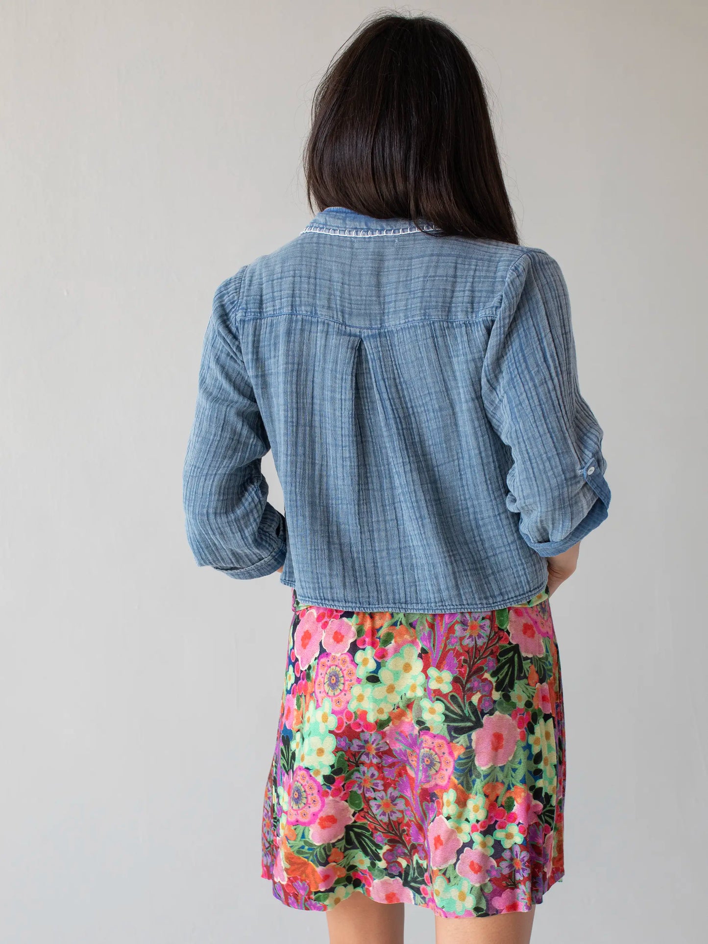 Live-In-It Knit "ButterSoft" Mini Skirt - Pink Painted Garden