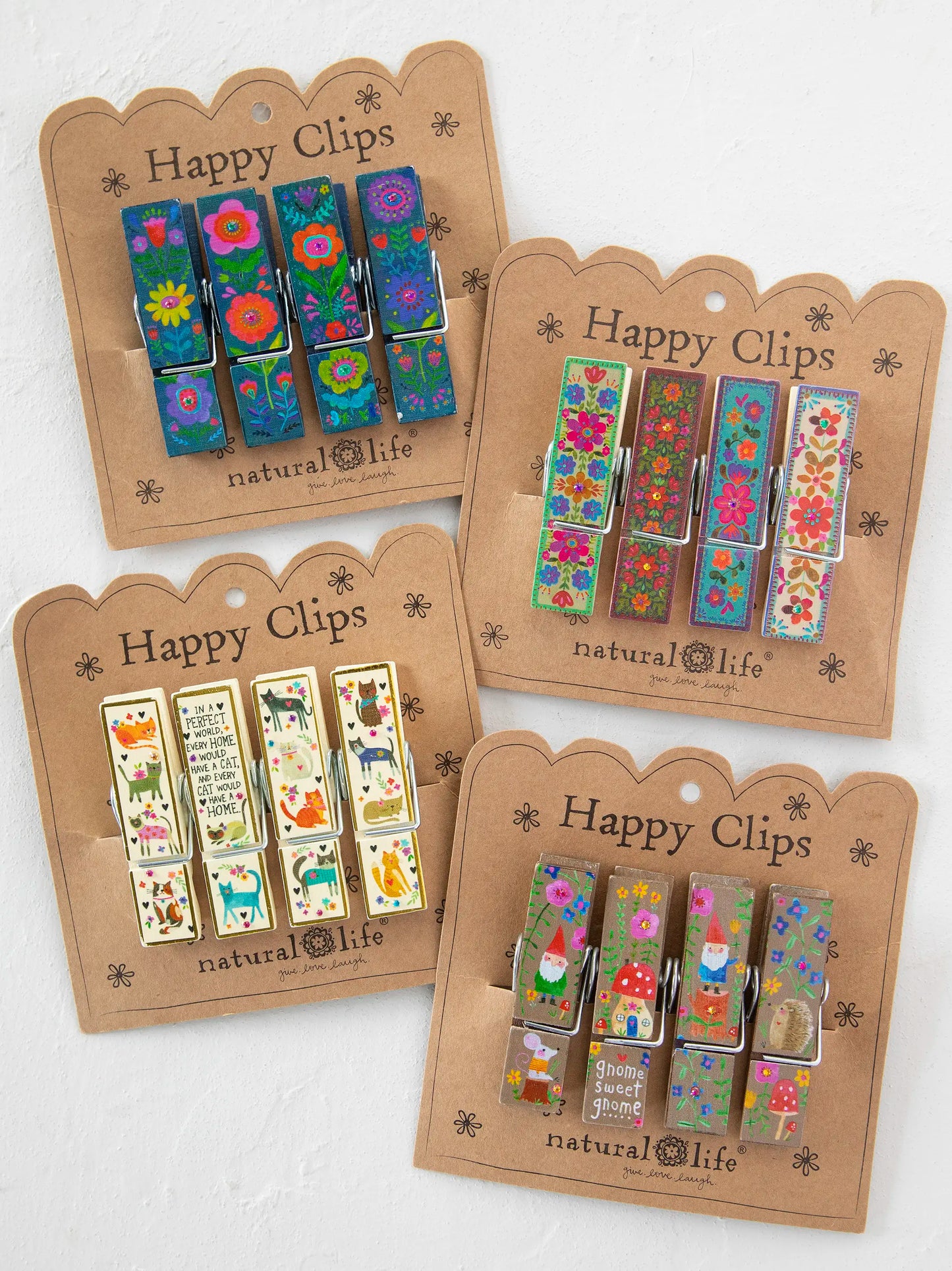 Happy Clips, Set of 4 - Multicolored Floral
