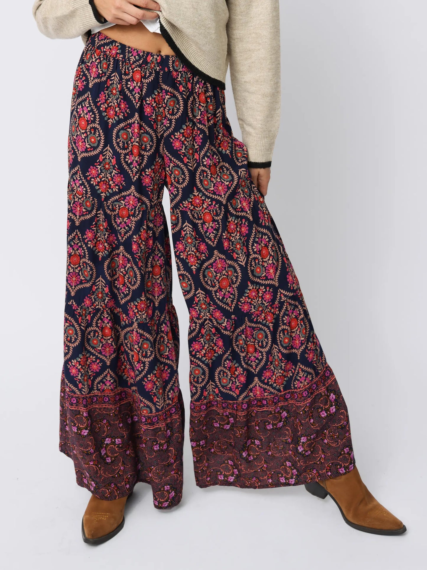 Patti Palazzo Pant - Indigo Willow Medallion