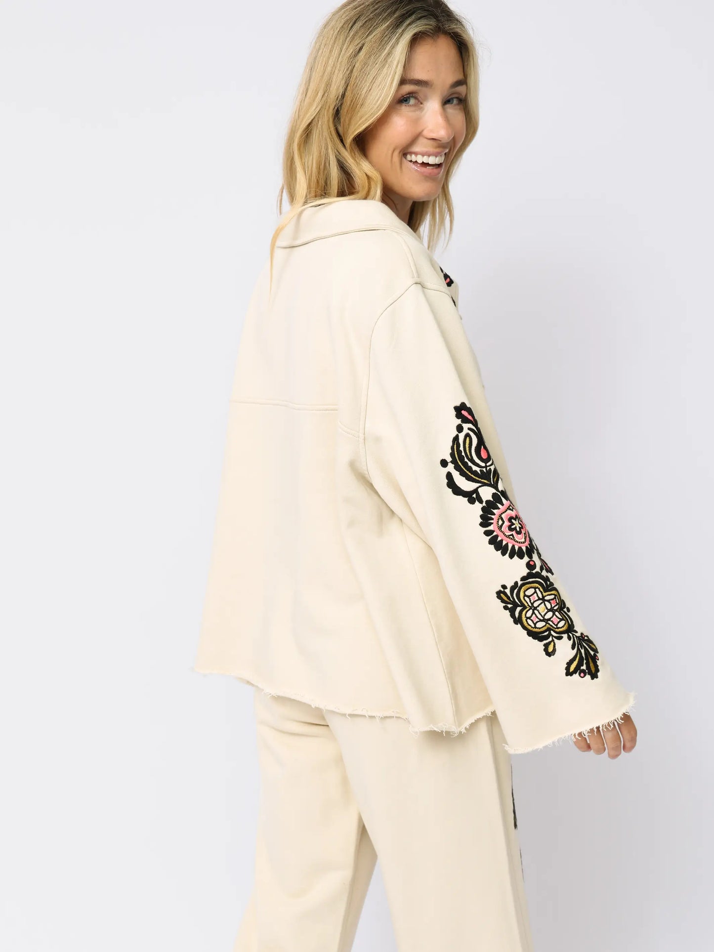 Easy Does It Embroidered Sweatshirt - Cream