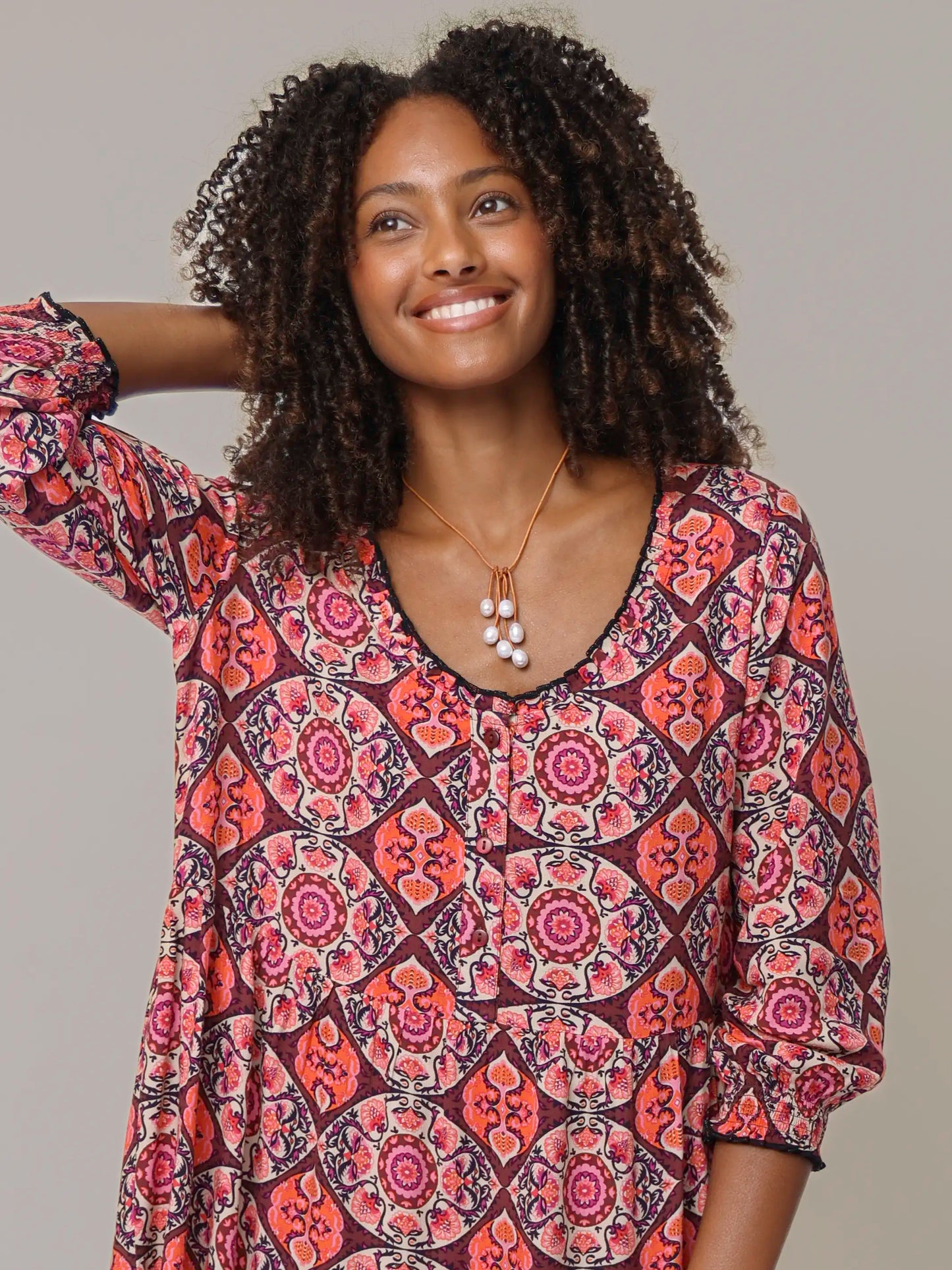 Alice Mini Dress - Orange Hourglass Medallion