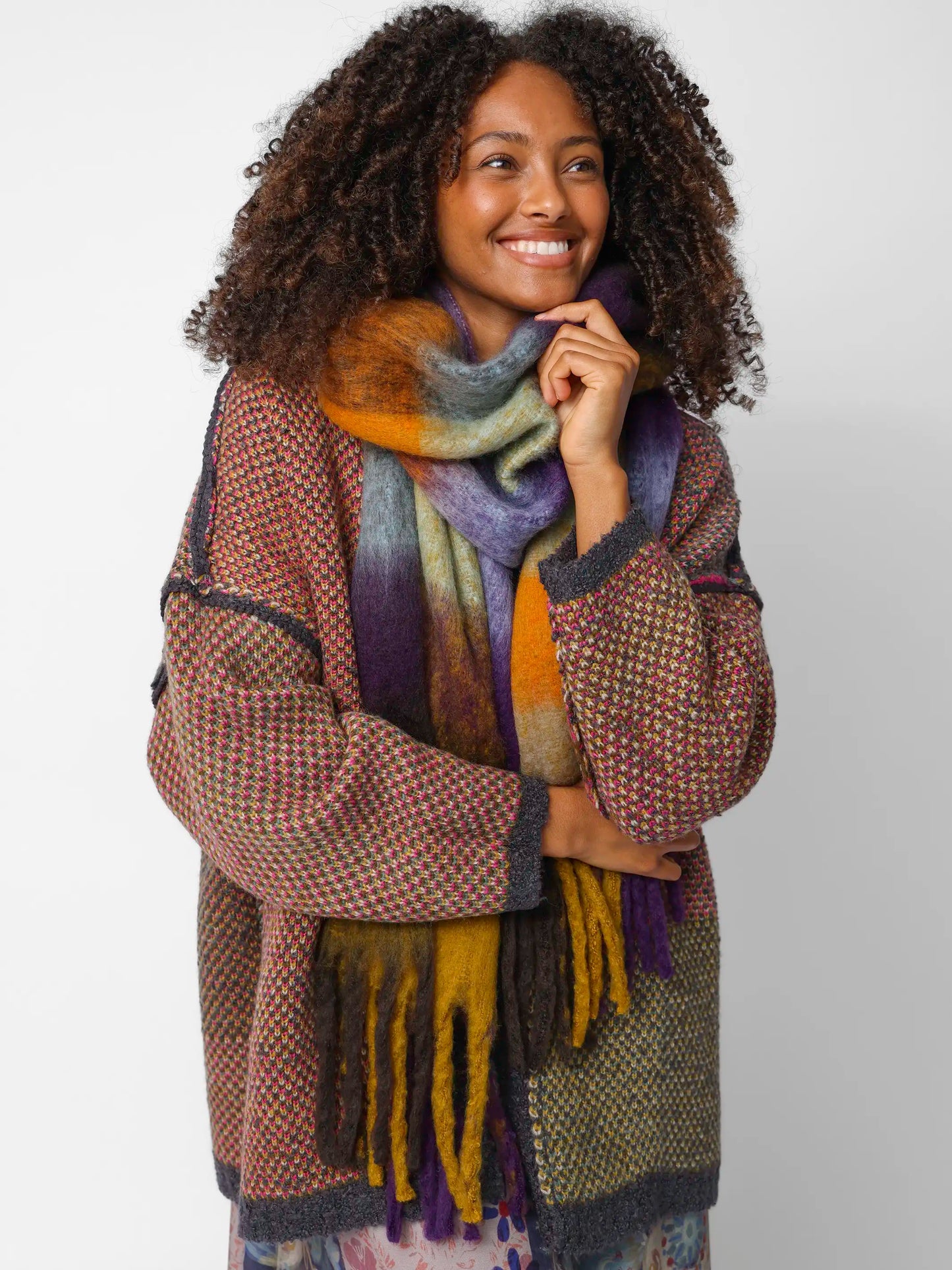 Cuddle Up Cozy Scarf - Plum Plaid