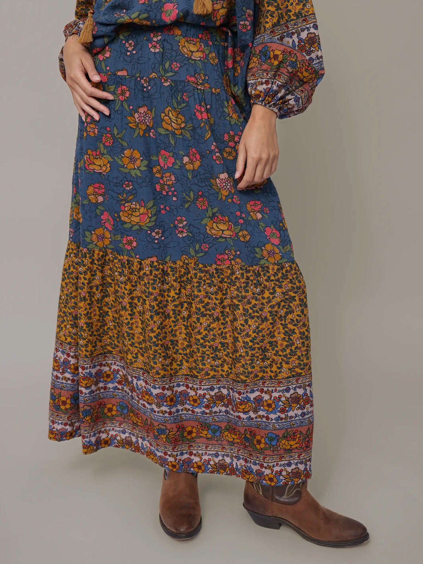 Camille Maxi Skirt - Riviera Batik Blue