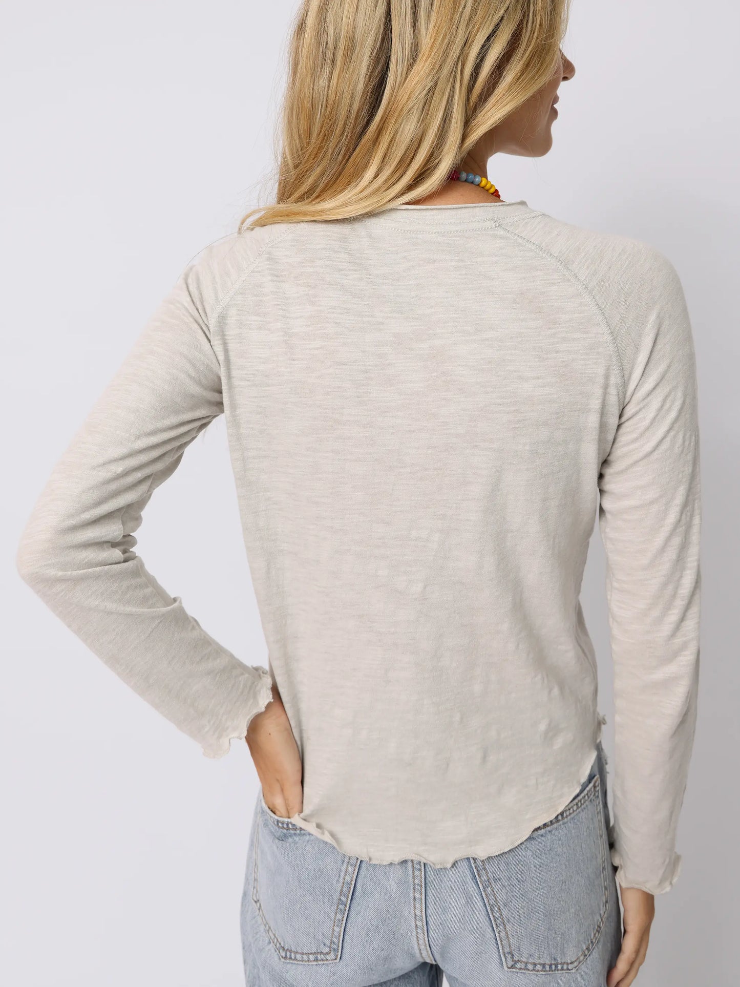 Lily Cotton Long Sleeve Tee Shirt - Moonstone Van
