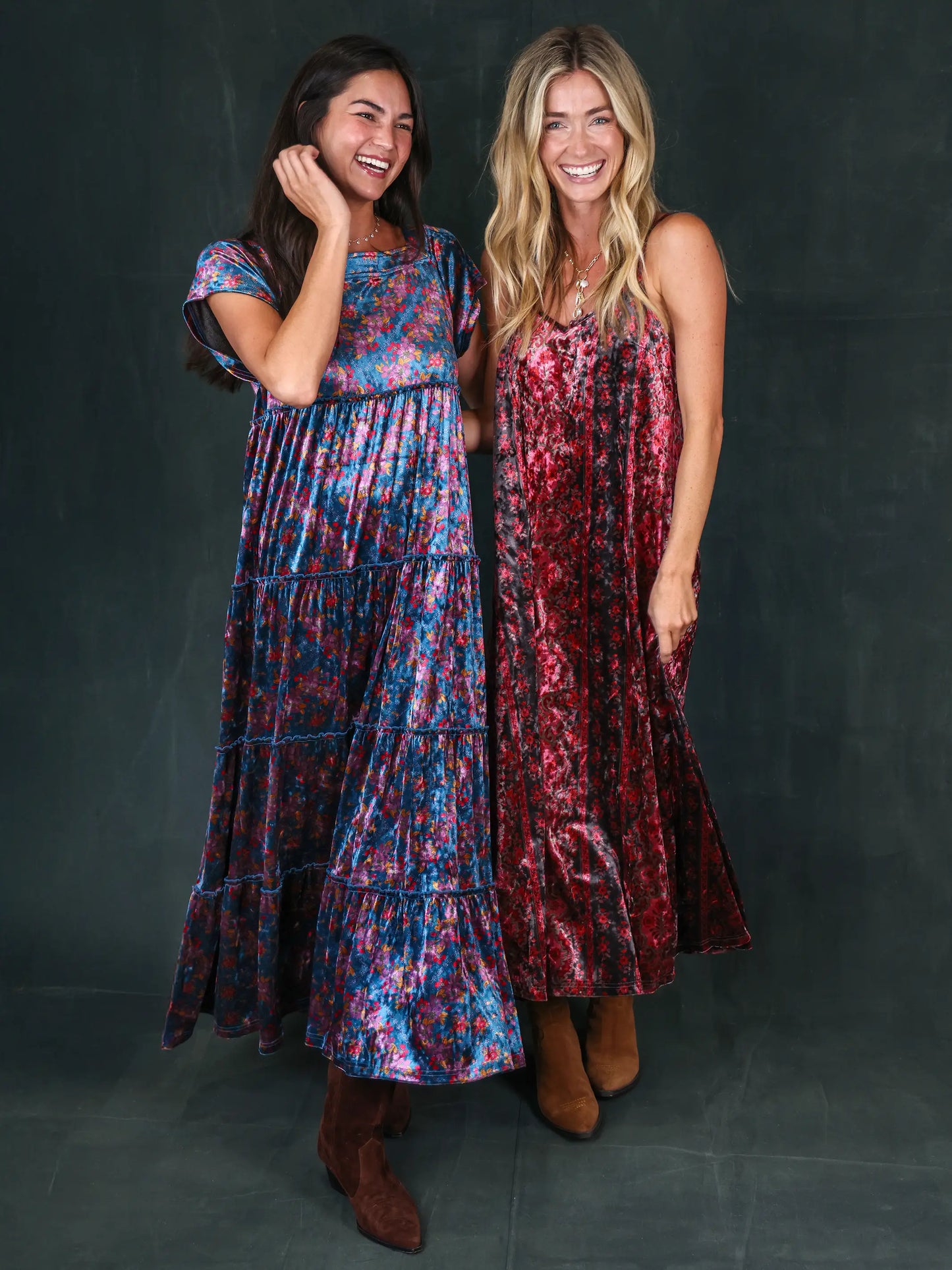 Gracie Velvet Slip Maxi Dress - Botanical Mocha