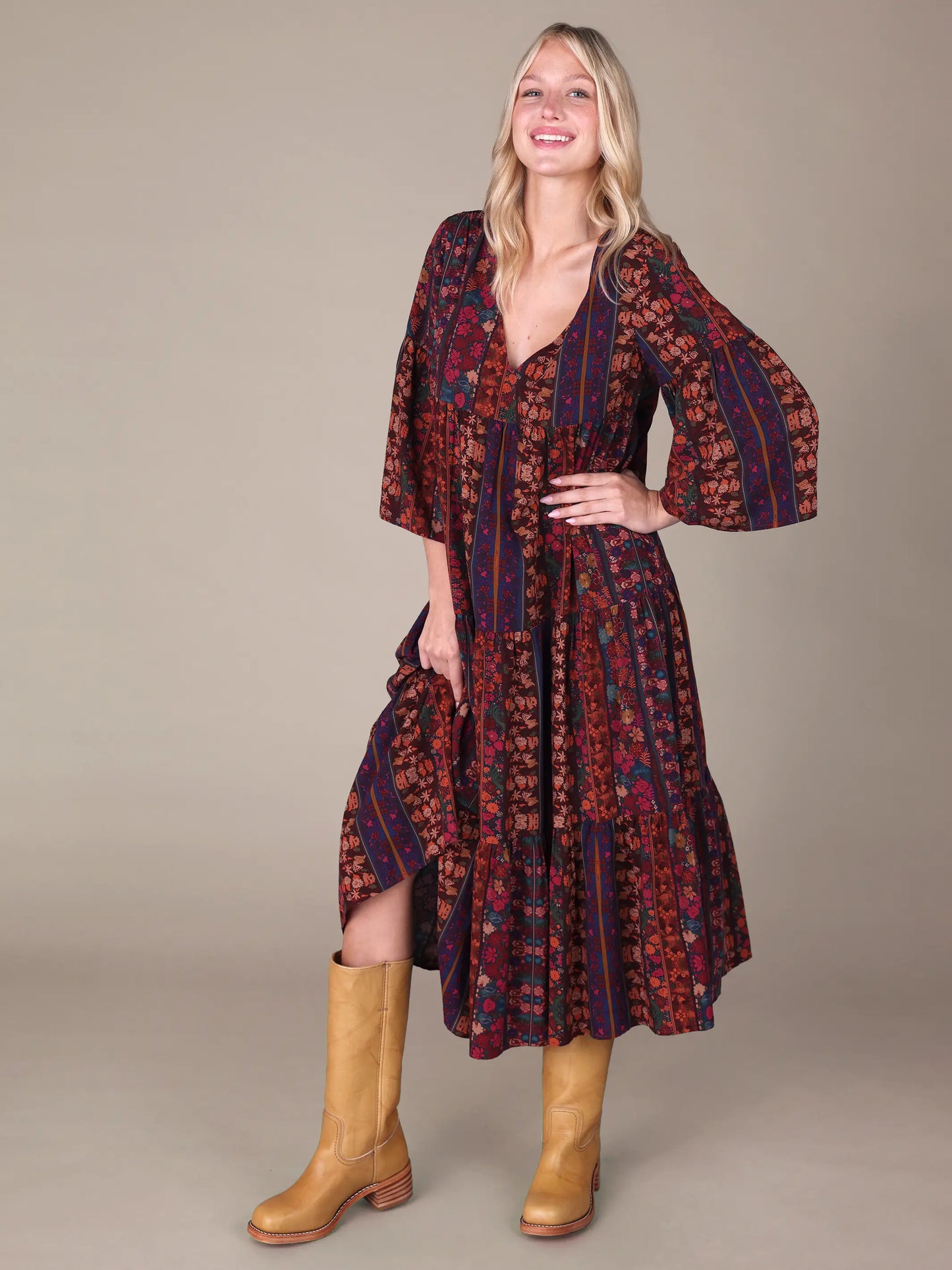 Charlotte Midi Dress - Tropical Fuchsia Stripes