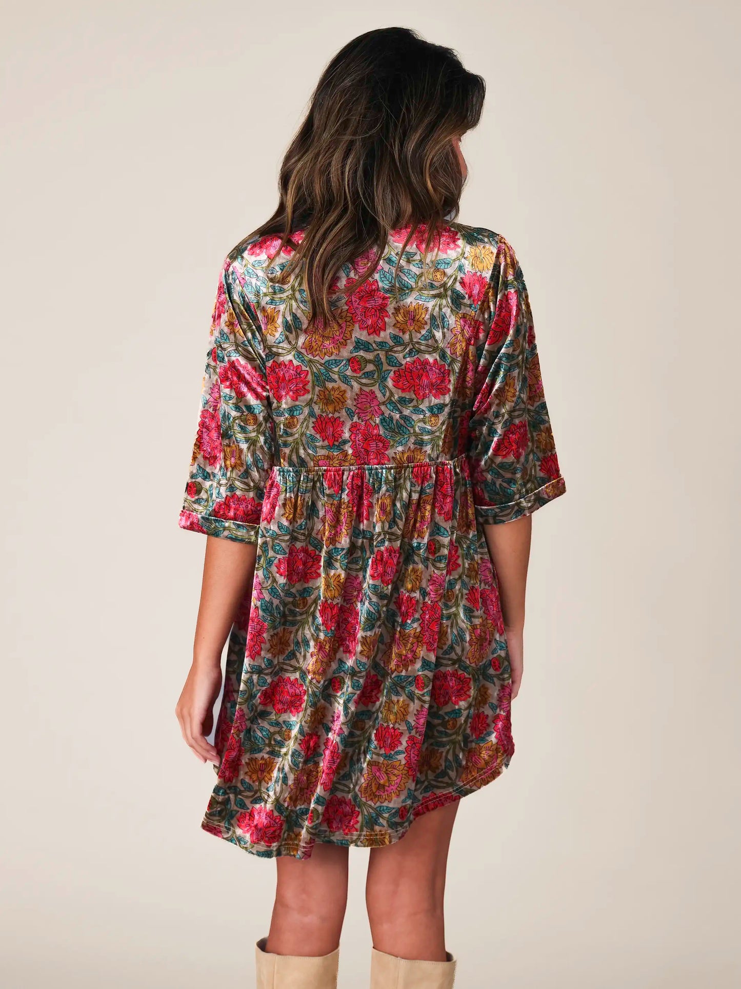 Stella Velvet Mini Dress - Lush Zinnias