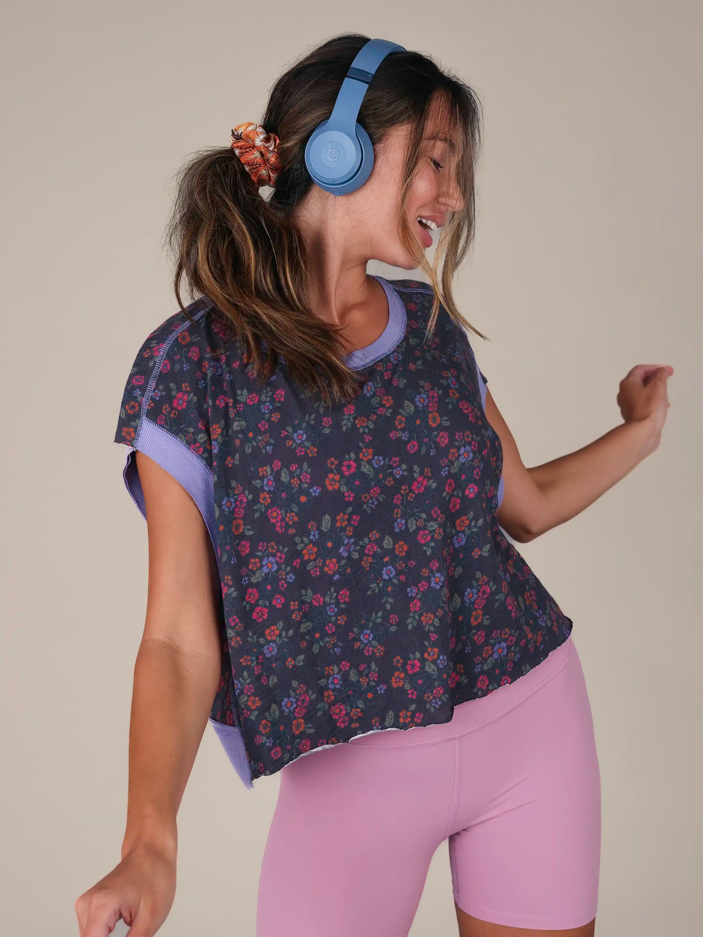 Cut It Out Cotton Tee - Charcoal Wildflowers