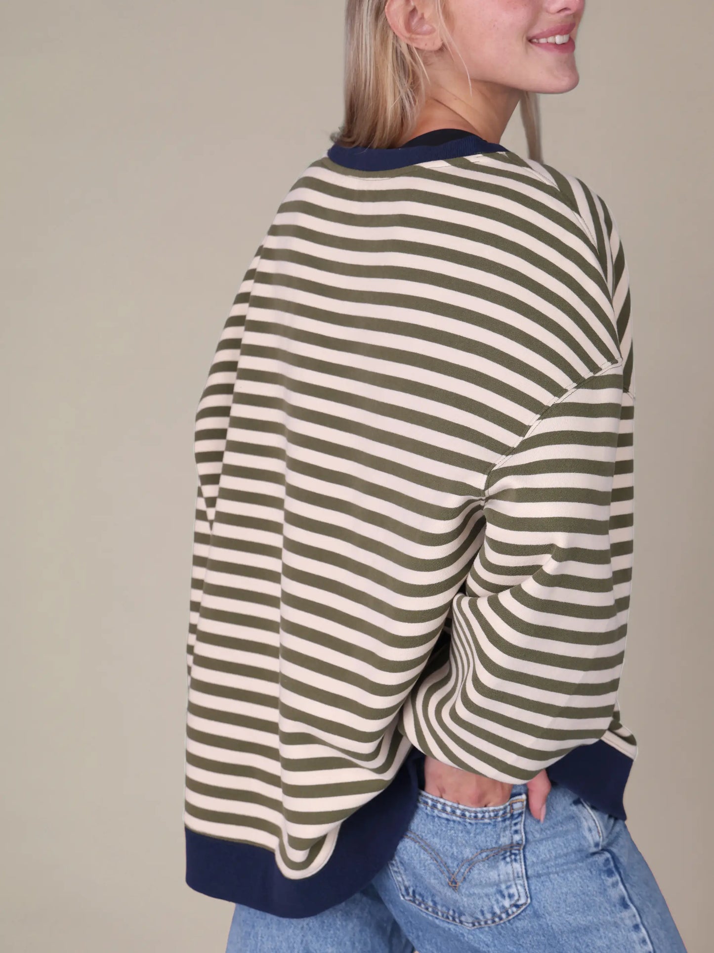 Oversized Striped Crewneck - Alpine Morning