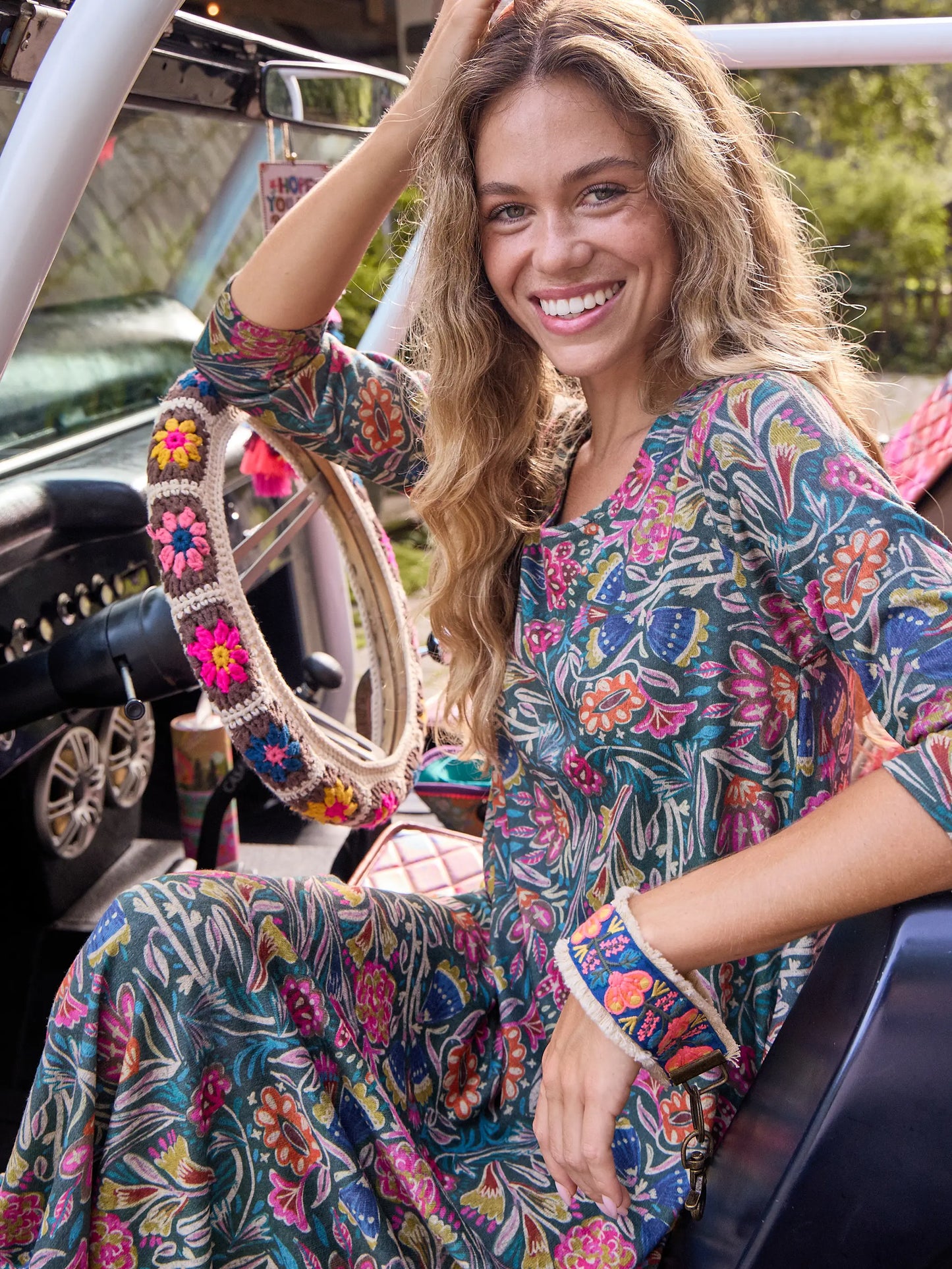 Embroidered Key Chain - Navy