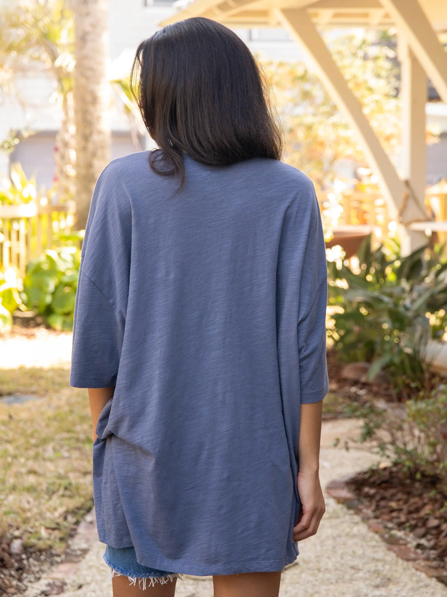 One Size Cotton Easy Tee - Twilight Folk Garden