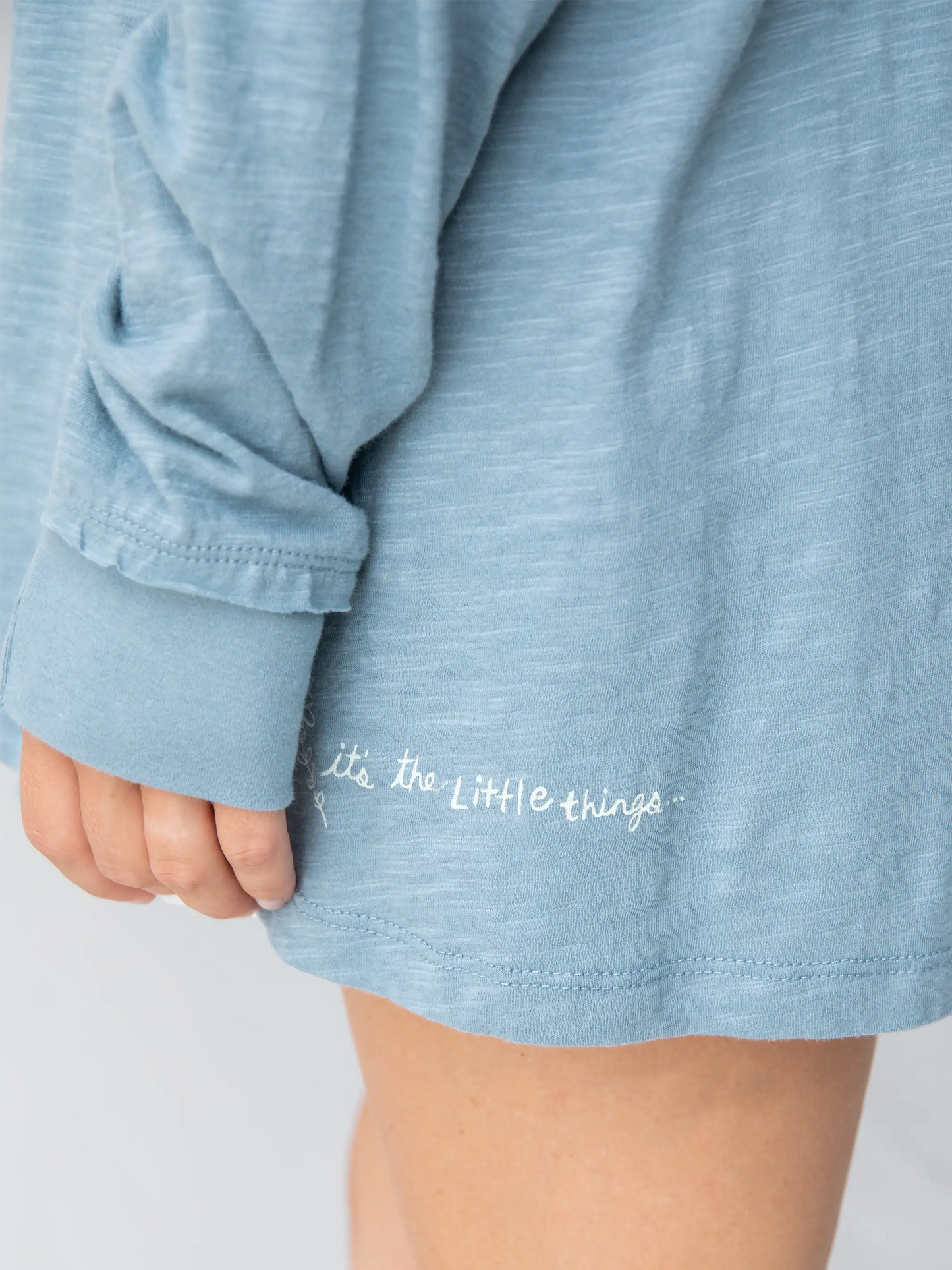 Oversized Cotton Doodle Tee - Light Blue