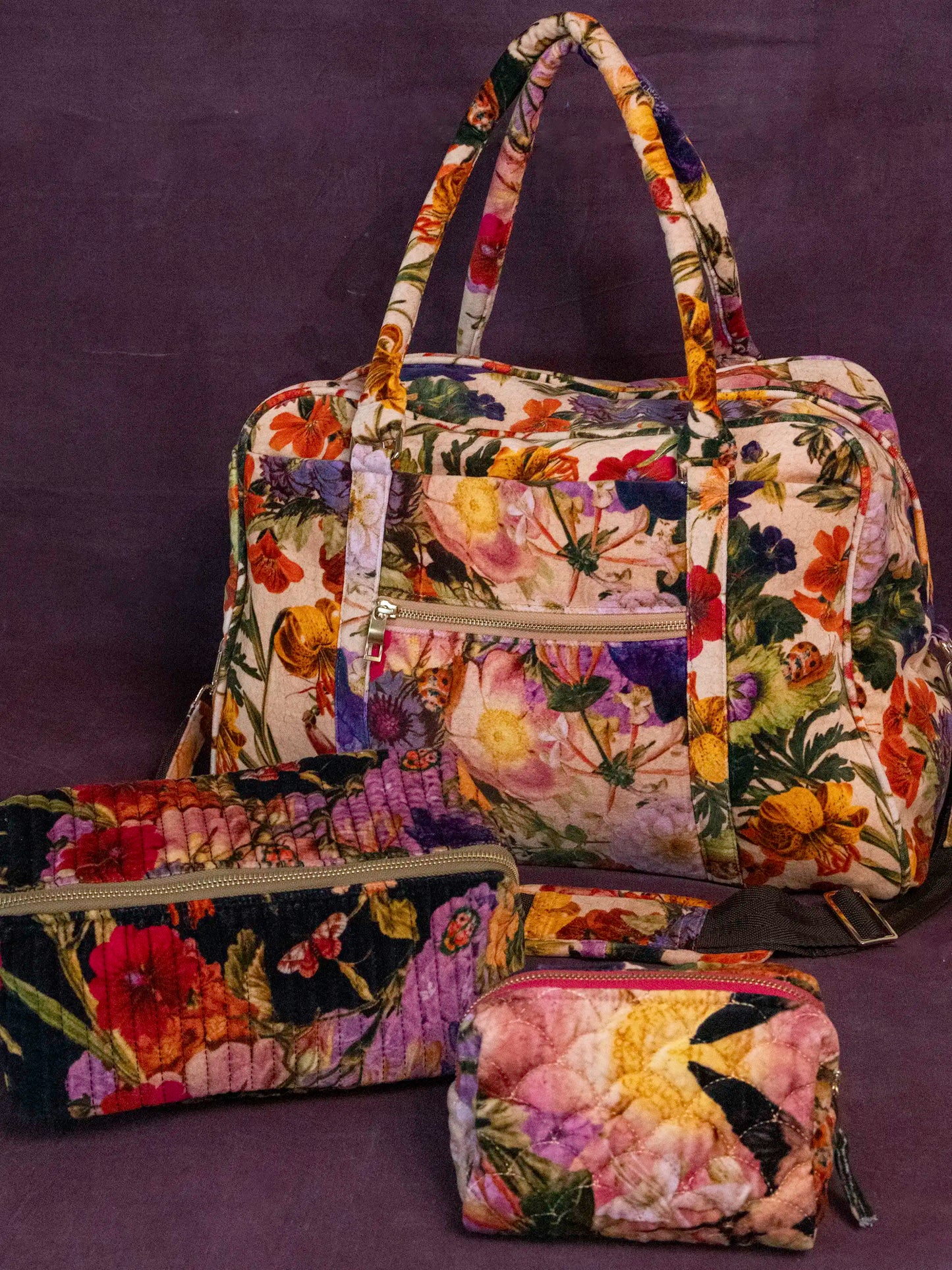 Quilted Velvet Makeup Bag