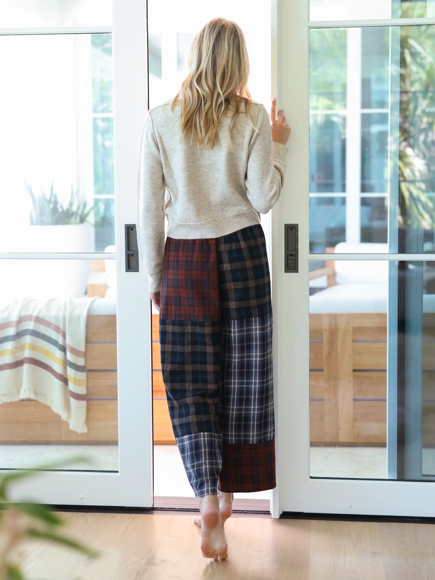 Mimi Plaid Pant - Rust Navy Plaid