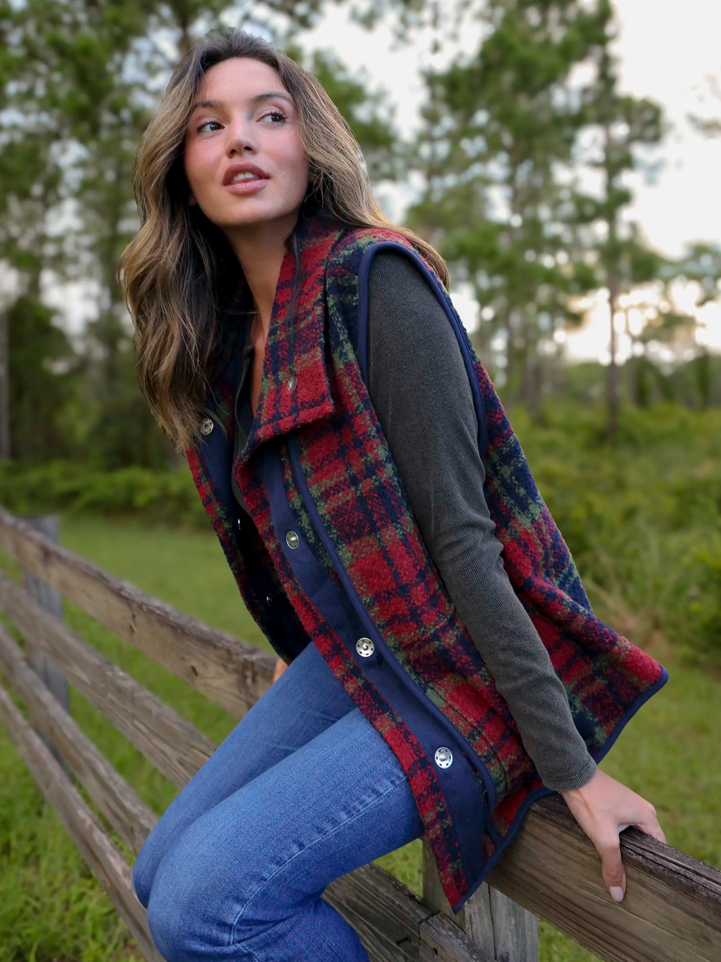Aurora Plaid Vest - Rust Plaid