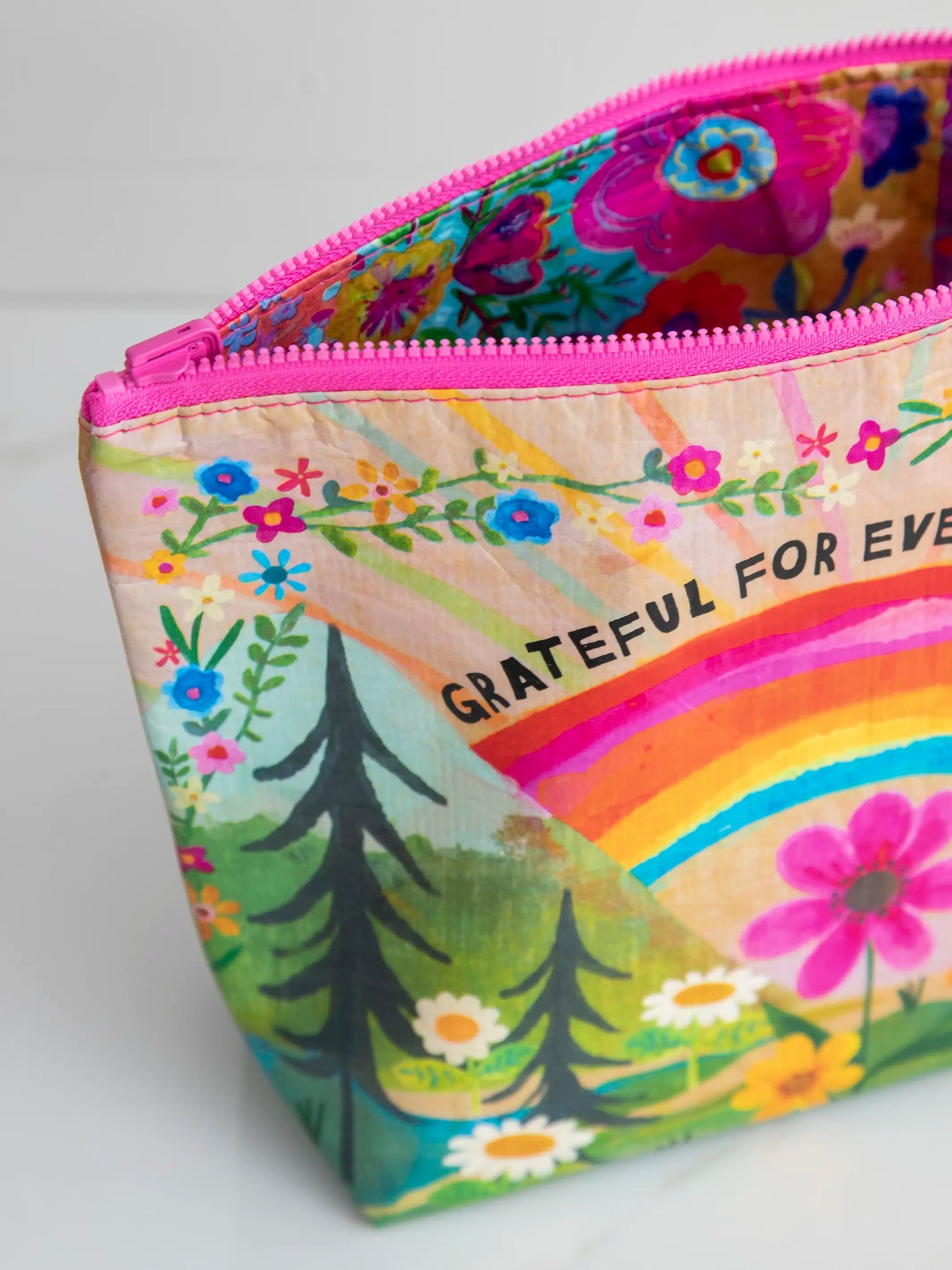 Recycled Zipper Pouch - Grateful