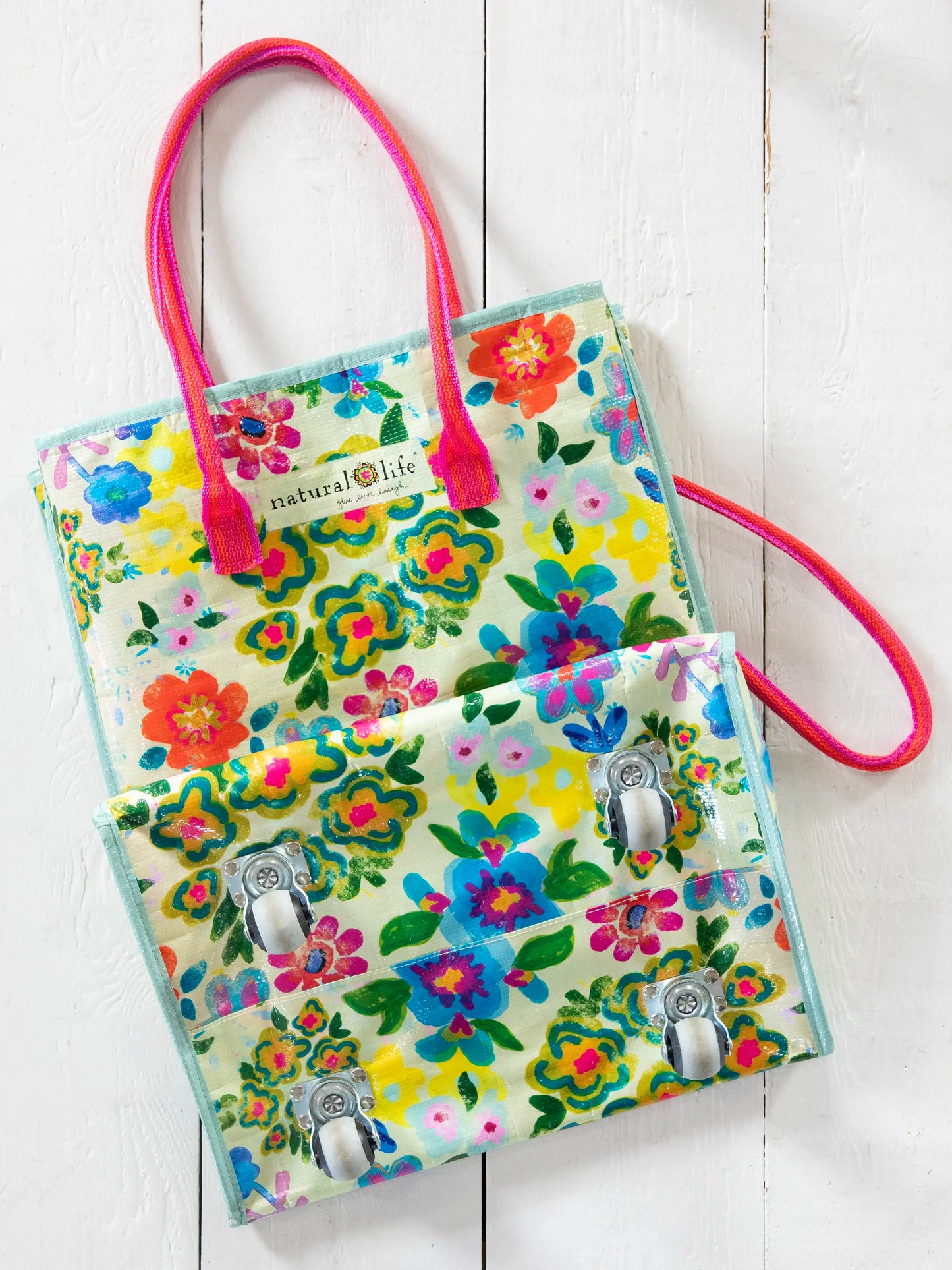 Rolling Tote Bag - Floral Garden