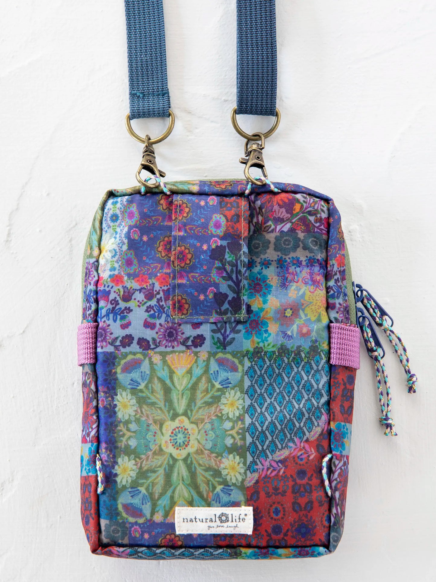 8-in-1 Pocket Crossbody - Blue Patchwork