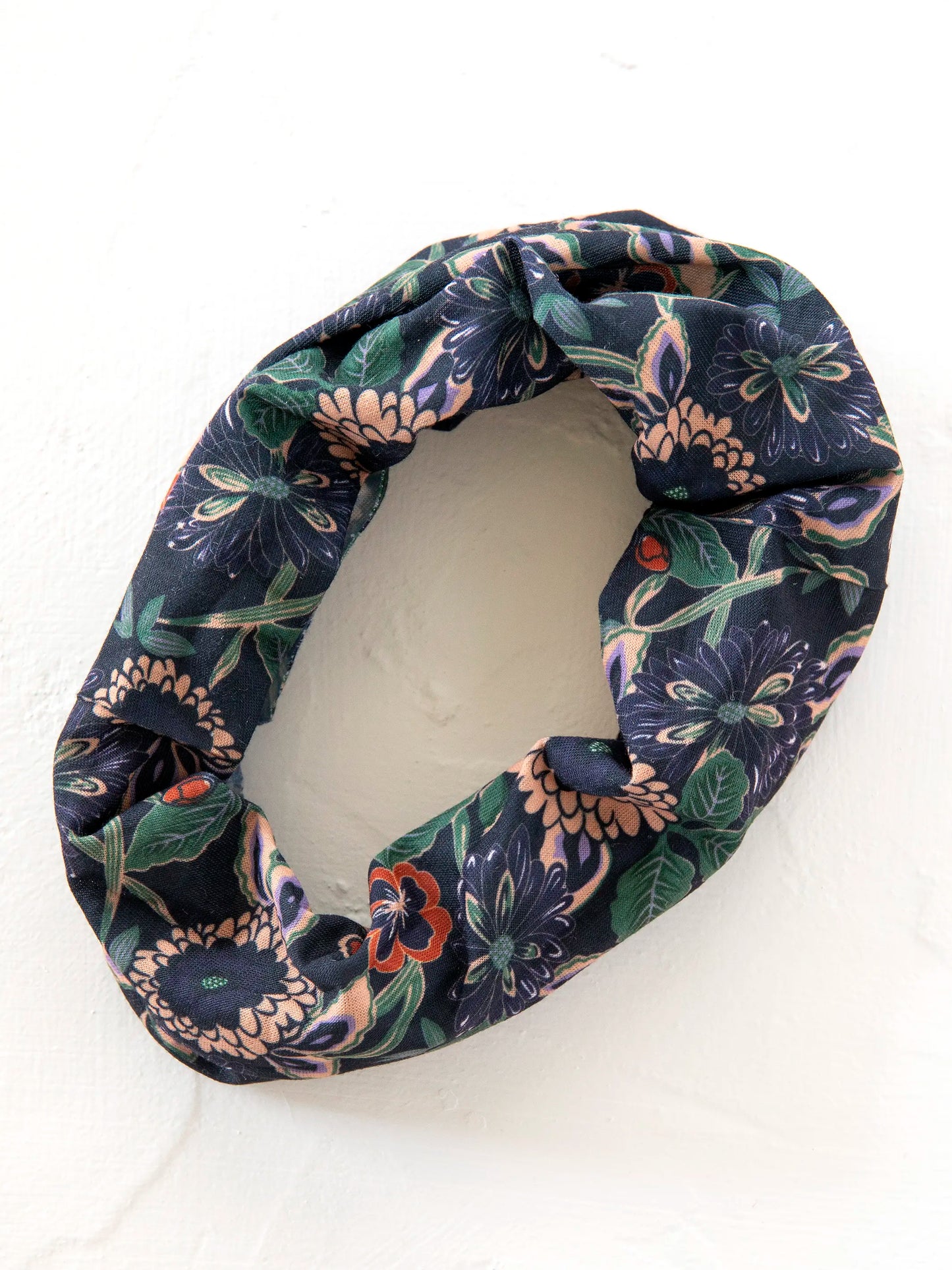Half Boho Bandeau® Headband - Navy Tan Dahlias