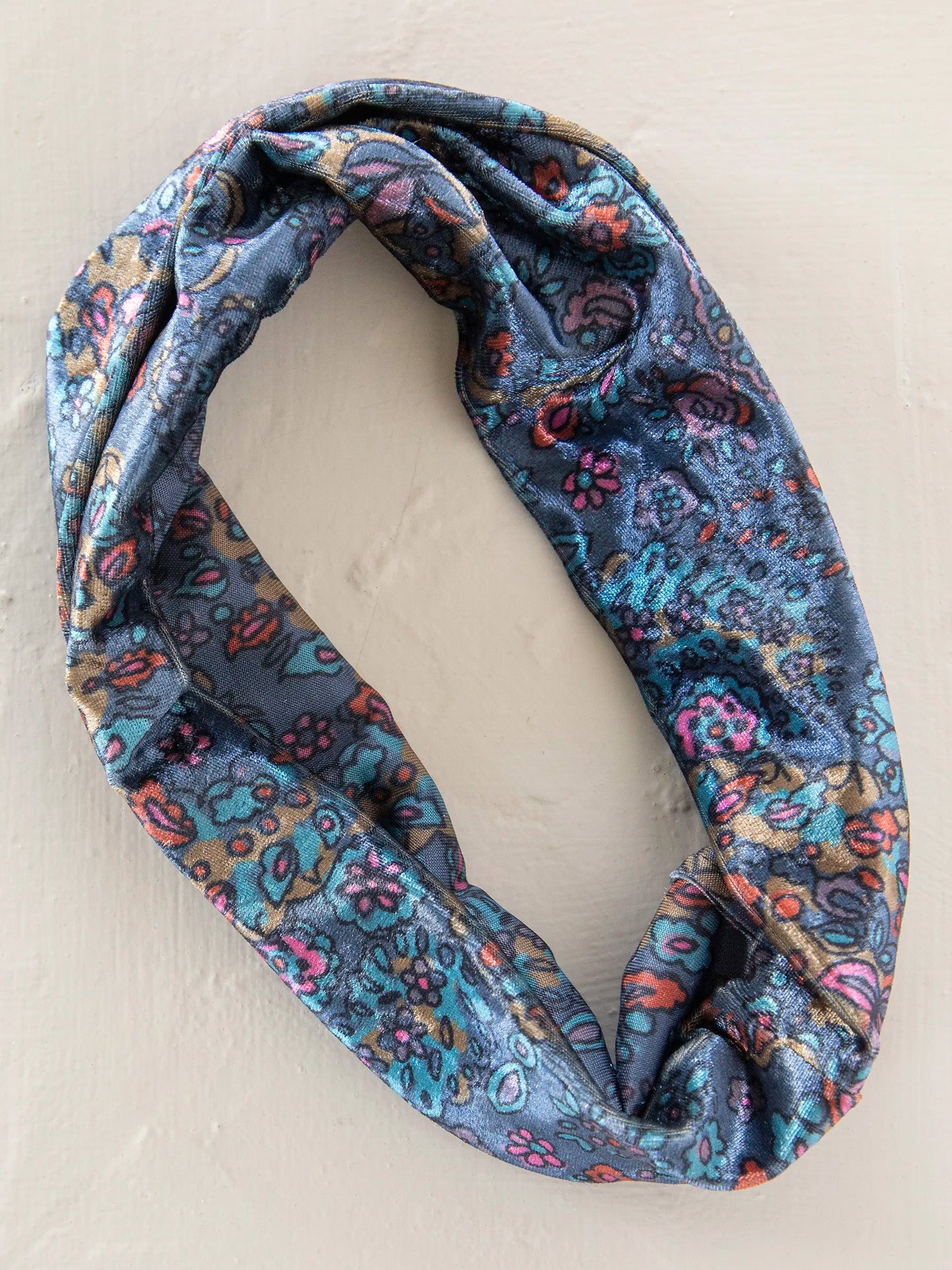 Velvet Boho Bandeau® Headband - Retro Paisley Navy