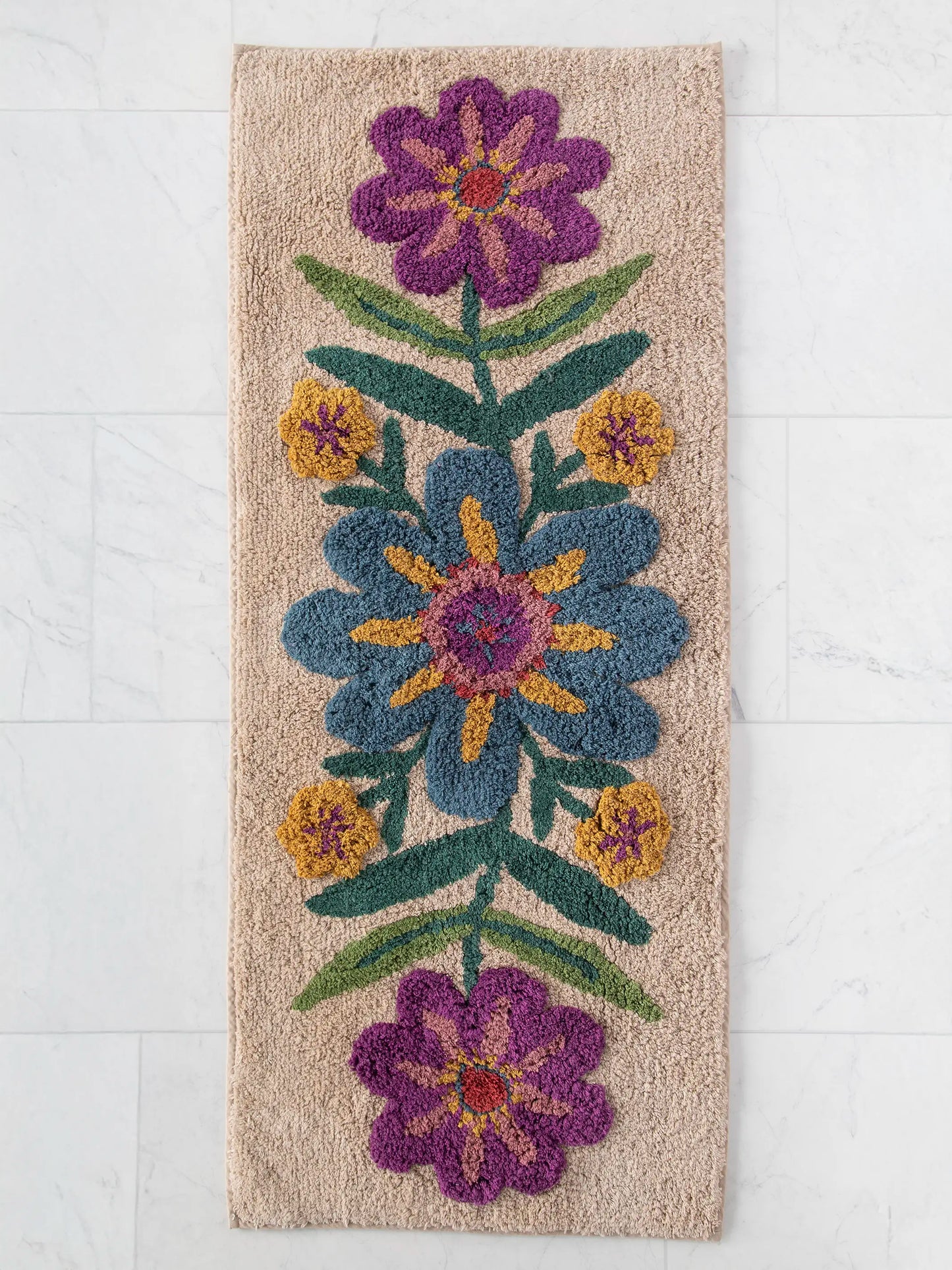 Tufted Runner Bath Mat - Taupe Flower