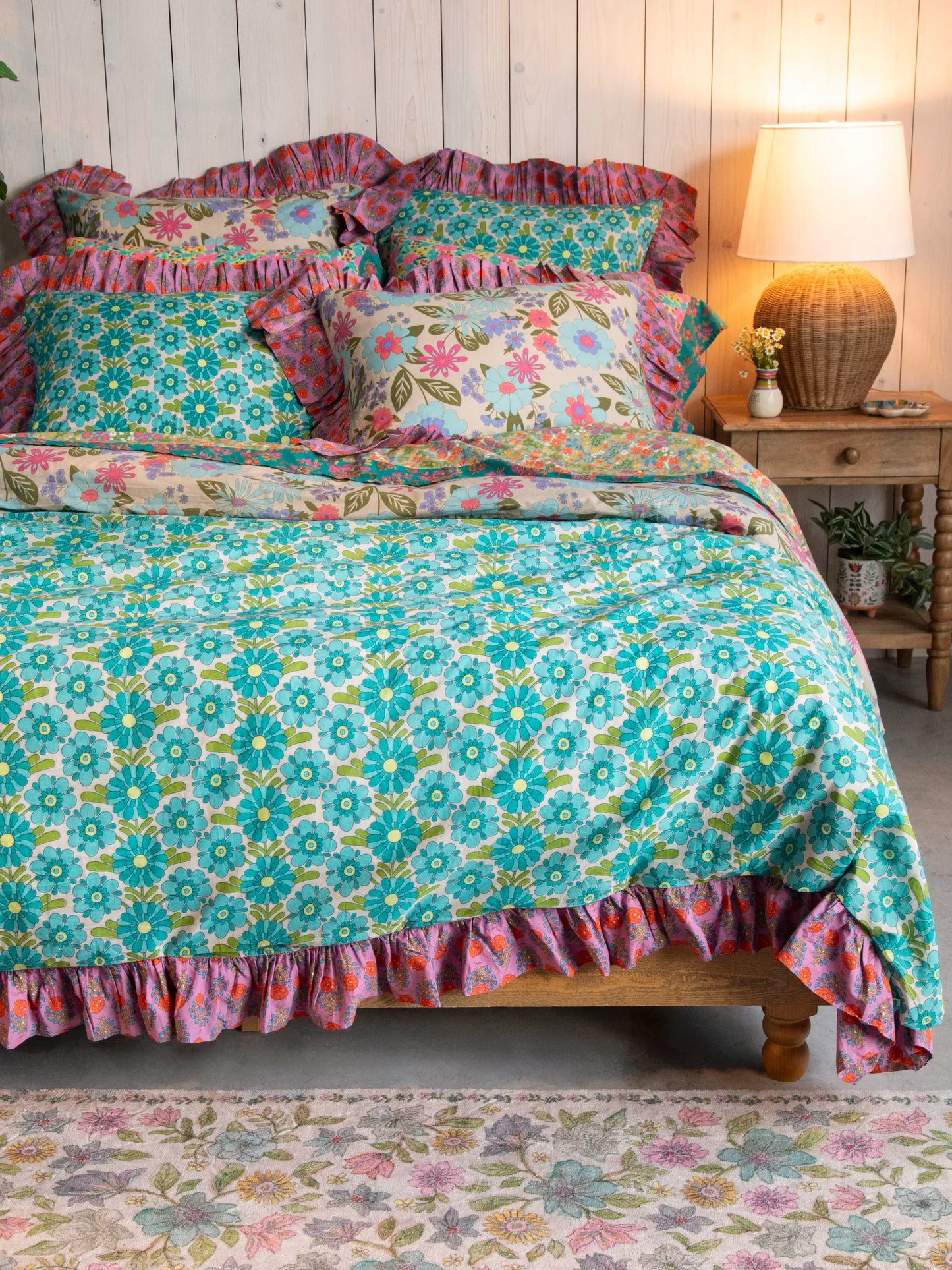 So Soft Cotton Reversible Duvet Cover - Retro Blooms
