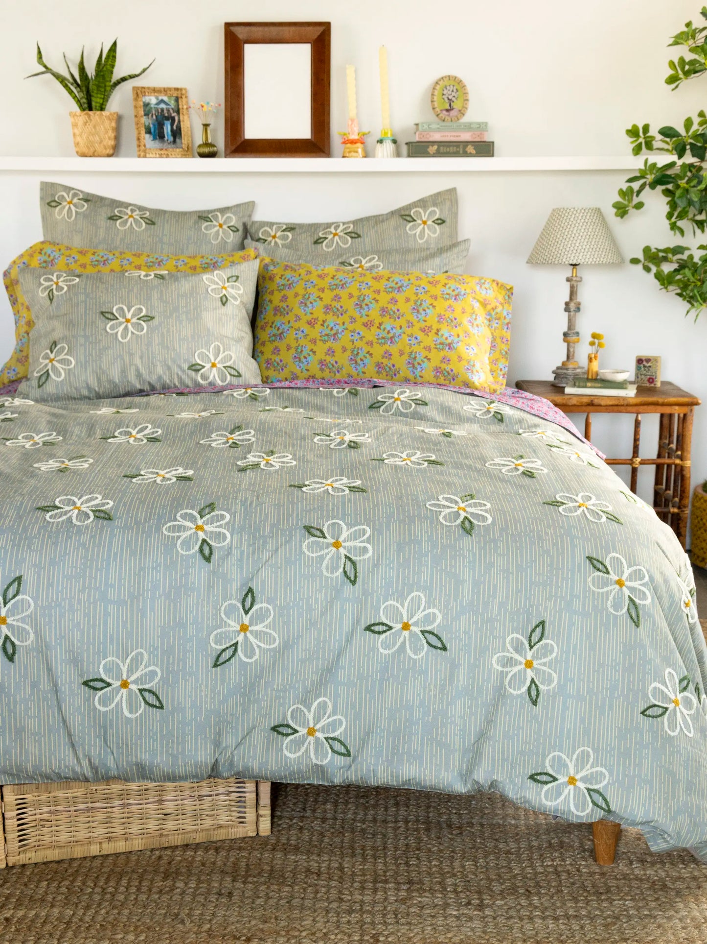 Catalina Cotton Euro Sham - Daisy Stripe