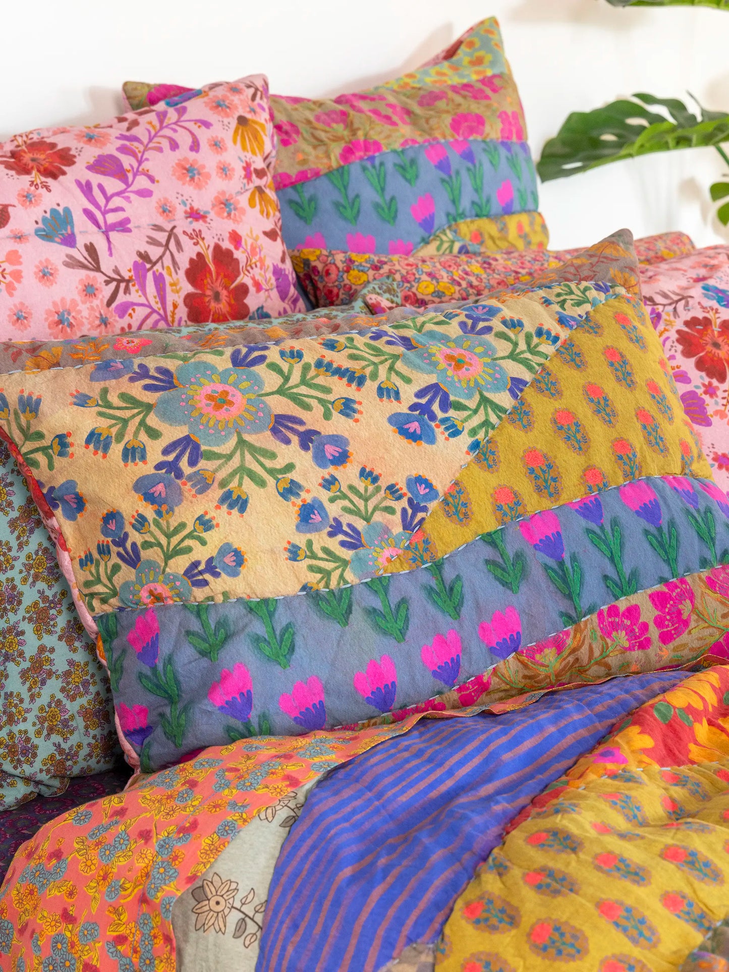 Bungalow Reversible Cotton Euro Sham - Garden Waves