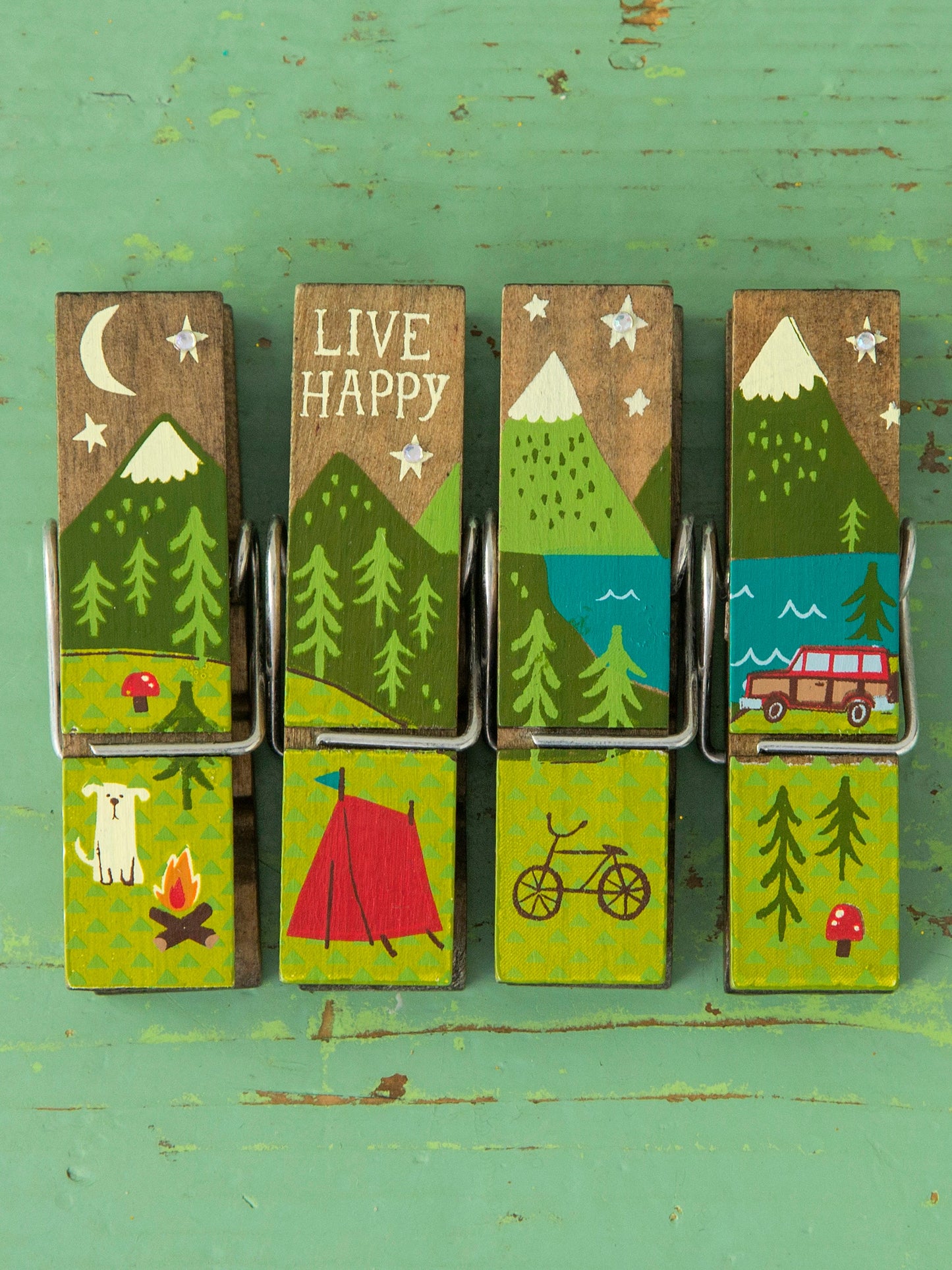 Happy Clips, Set of 4 - Live Happy Camper