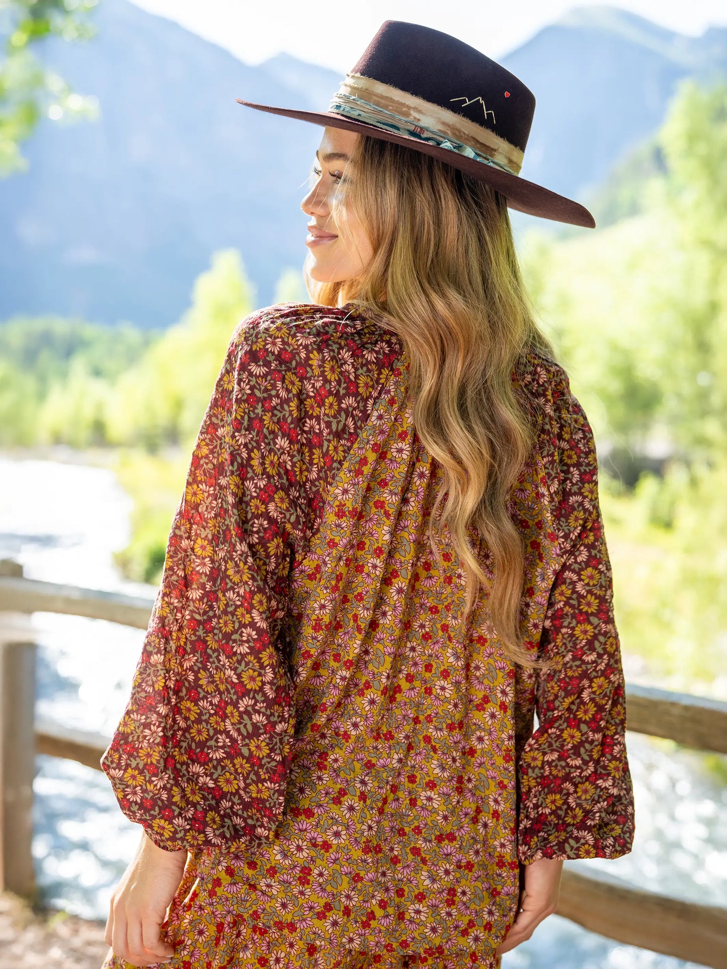 Camille Embroidered Top - Stemmed Daisies Wine