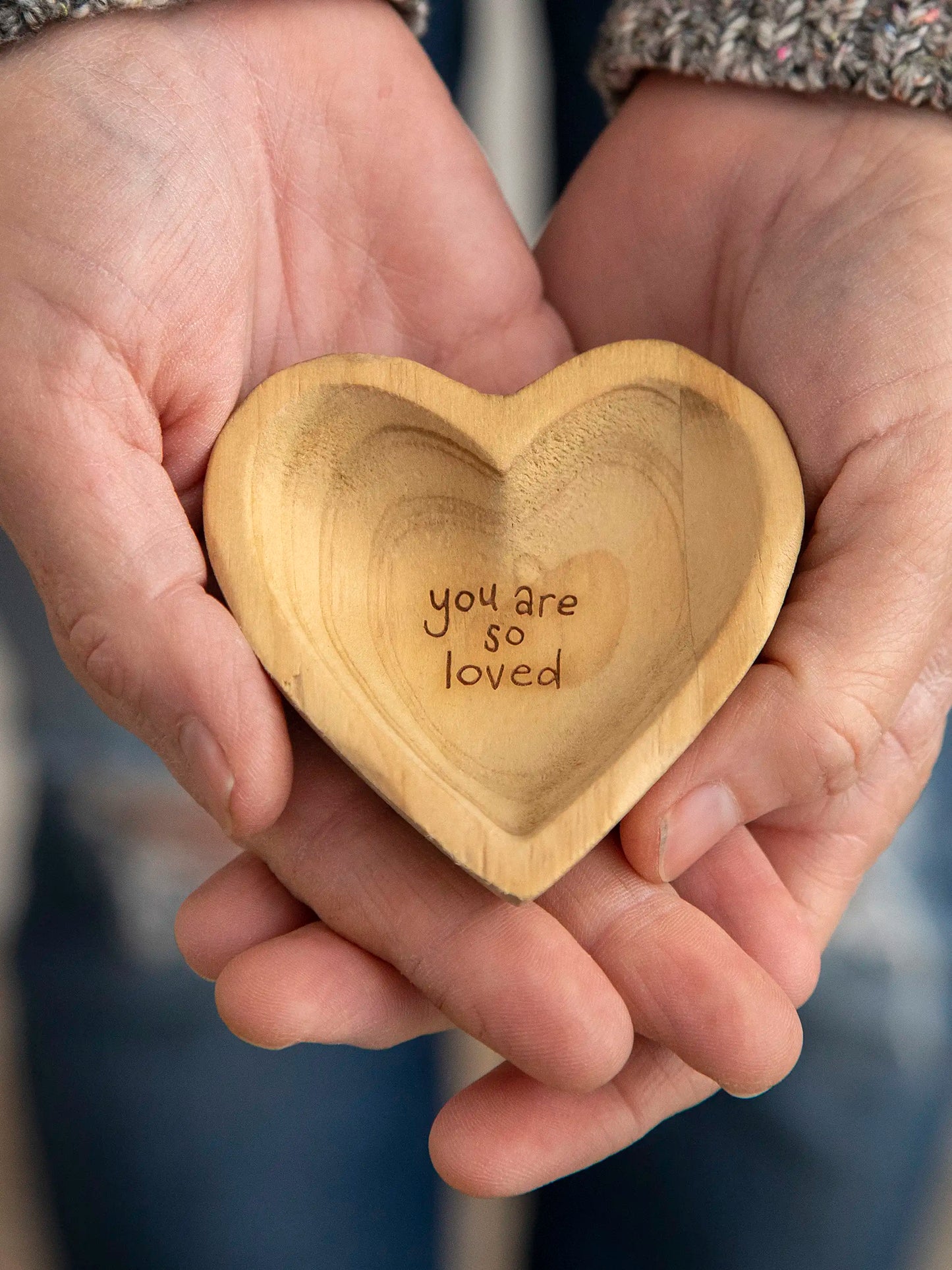 Wooden Heart Trinket Jewelry Dish - You Are Loved