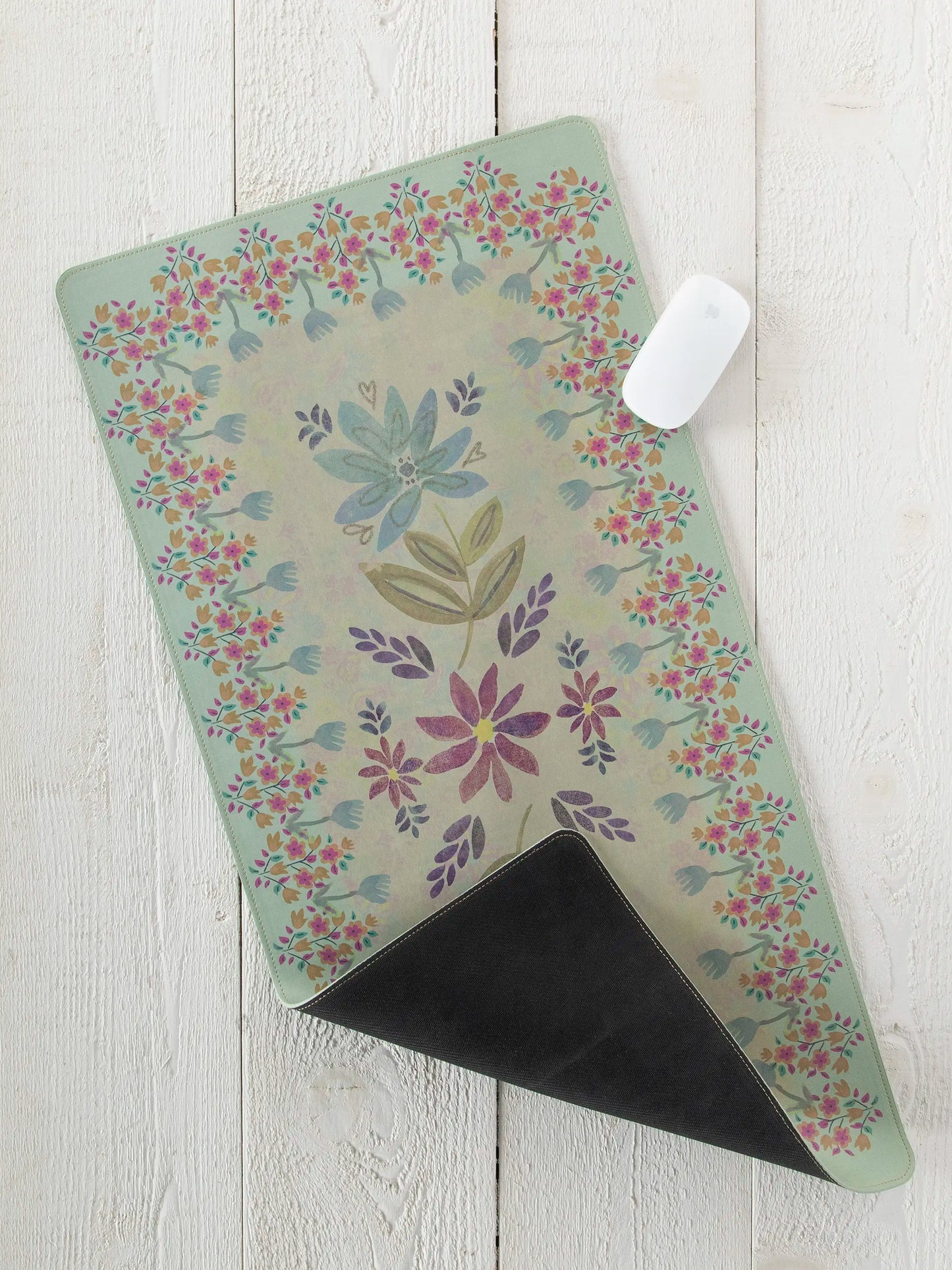 Desk Mat - Cream Folk Floral