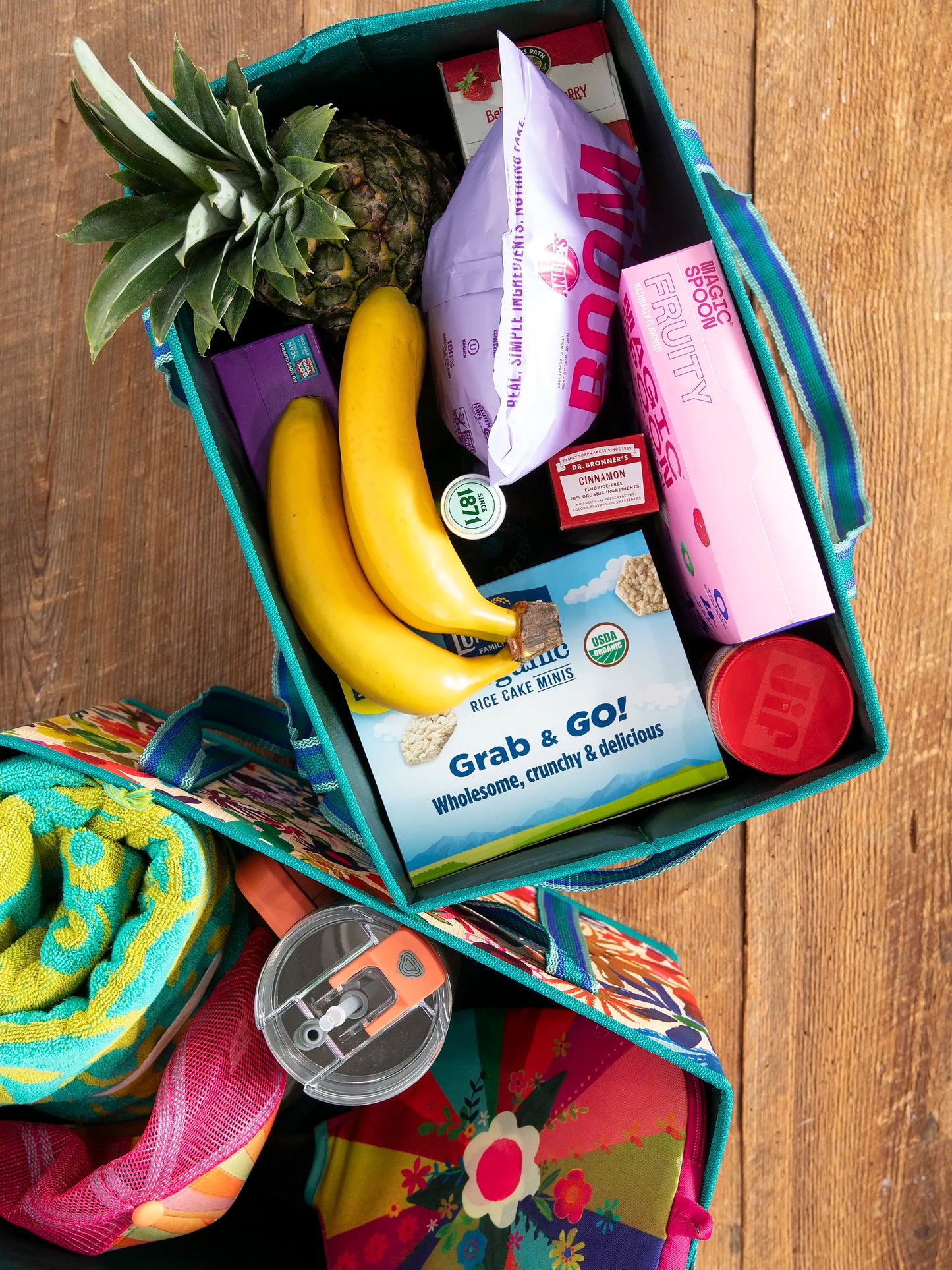 Heavy Duty Grocery & Go Bags, Set of 2 - Bright Floral Garden