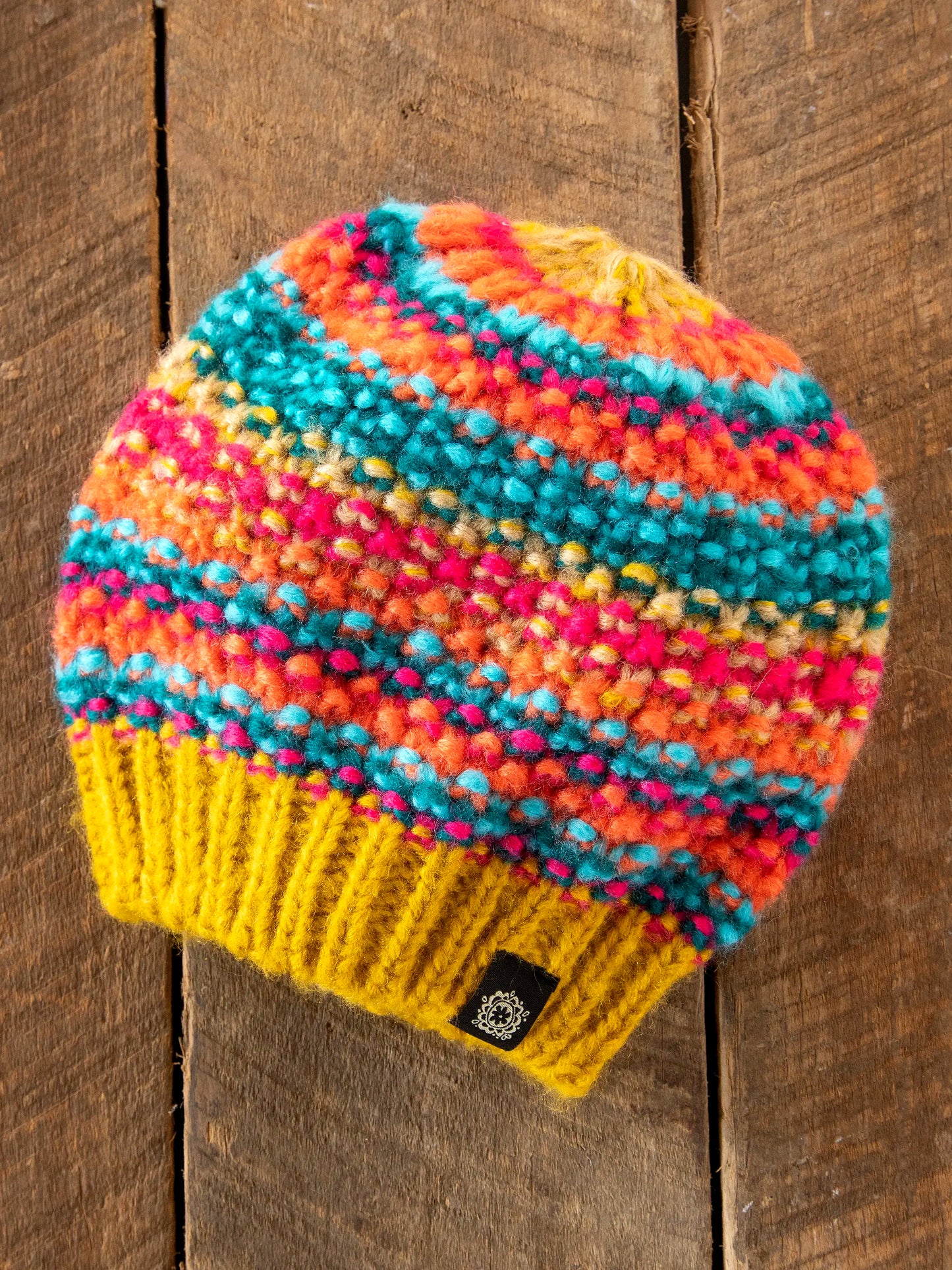 Chunky Striped Beanie - Mustard