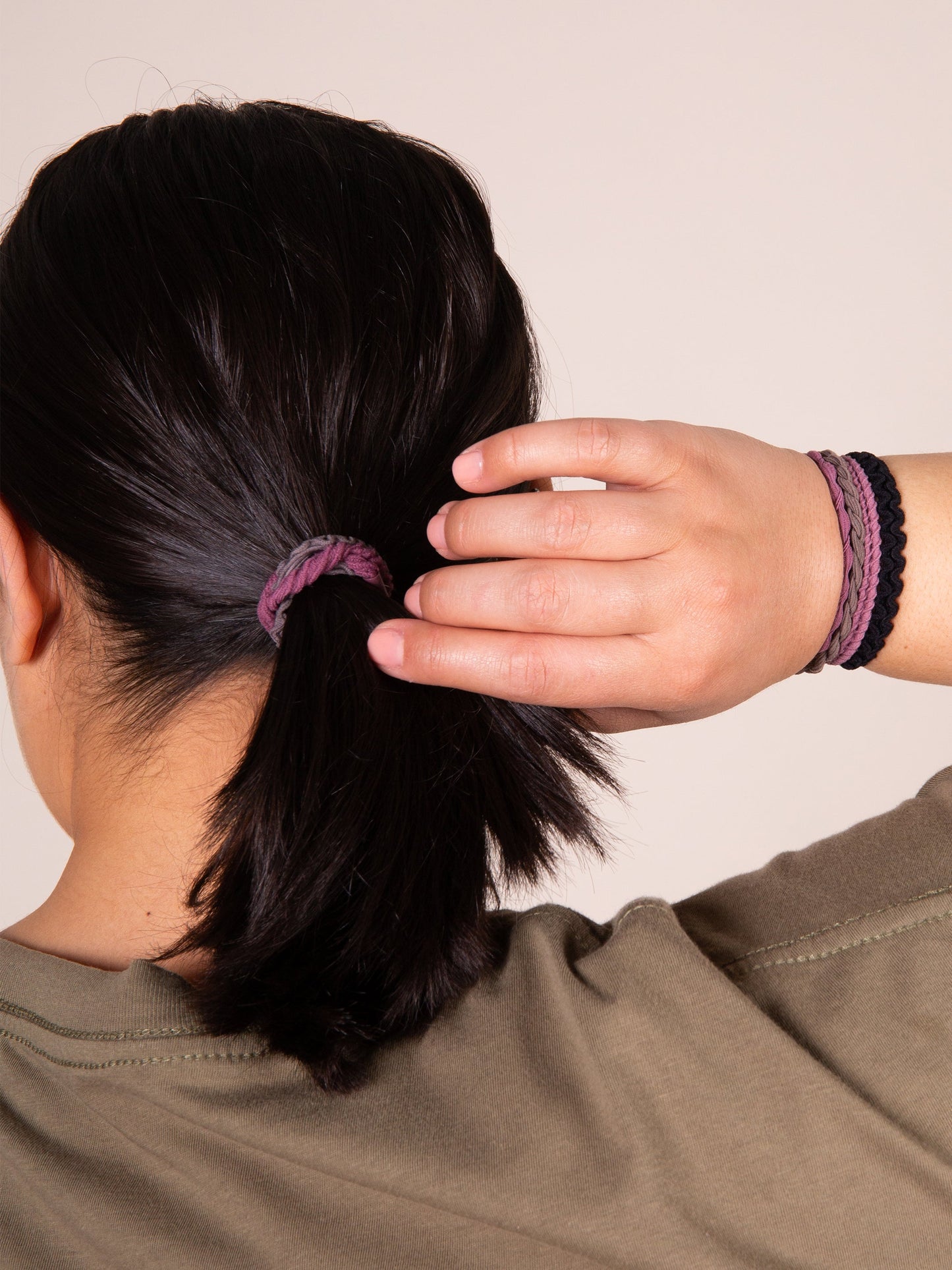 Textured Hair Ties, Set of 10 - Tan