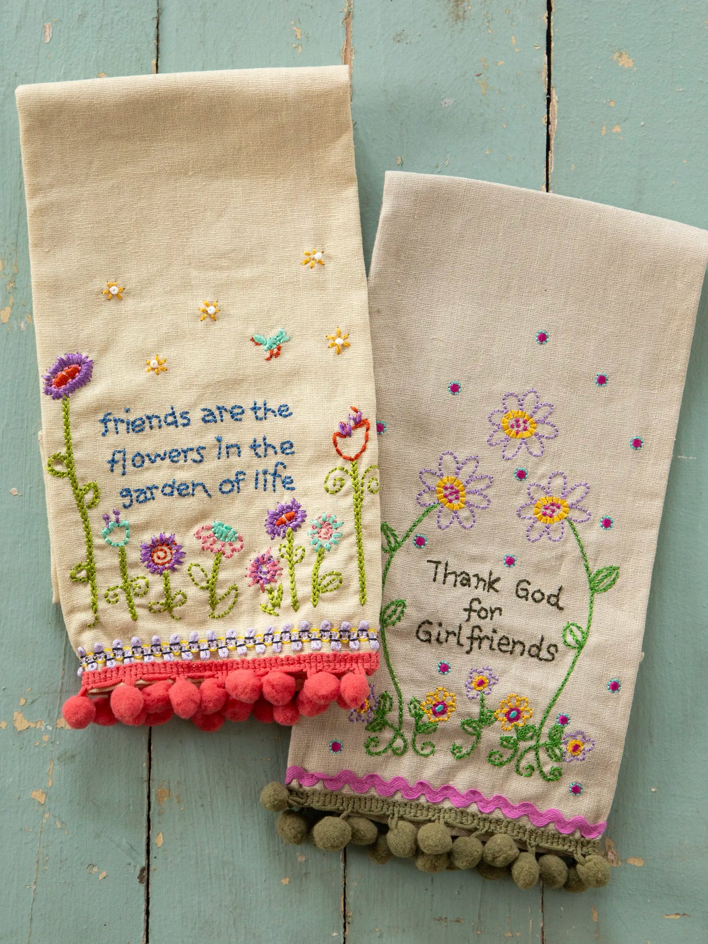 Linen Embroidered Hand Towel - Girlfriends