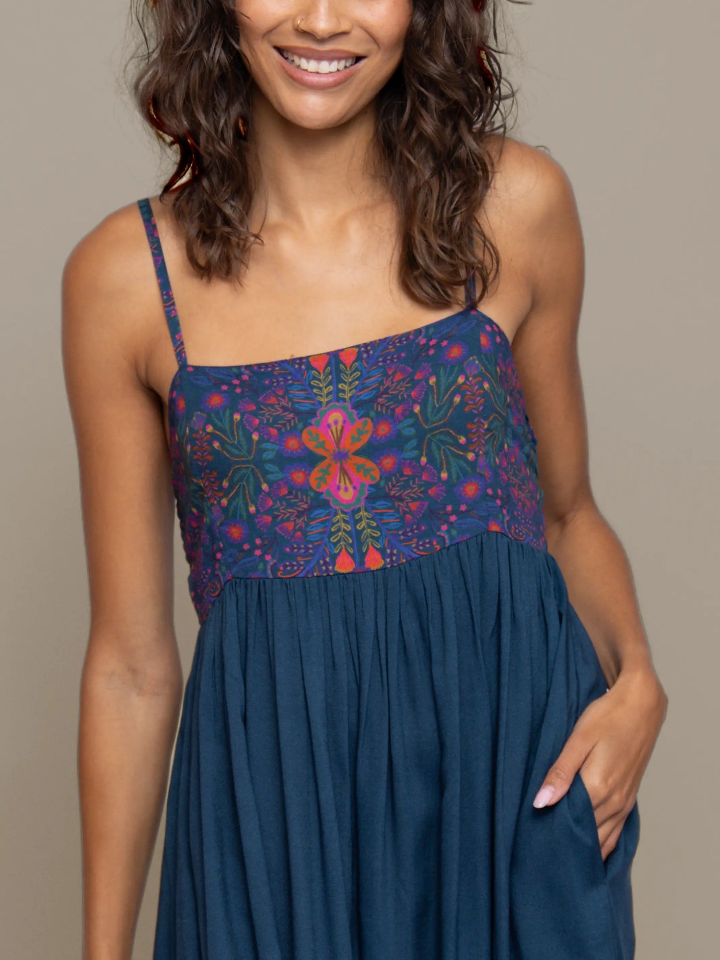 Bailey Maxi Dress - Navy Folk Garden