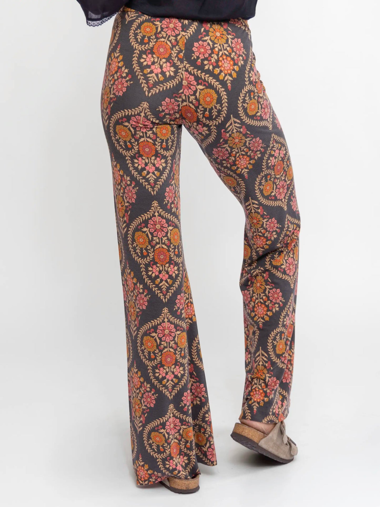 Cali Knit Flare Pant - Charcoal Willow Medallion