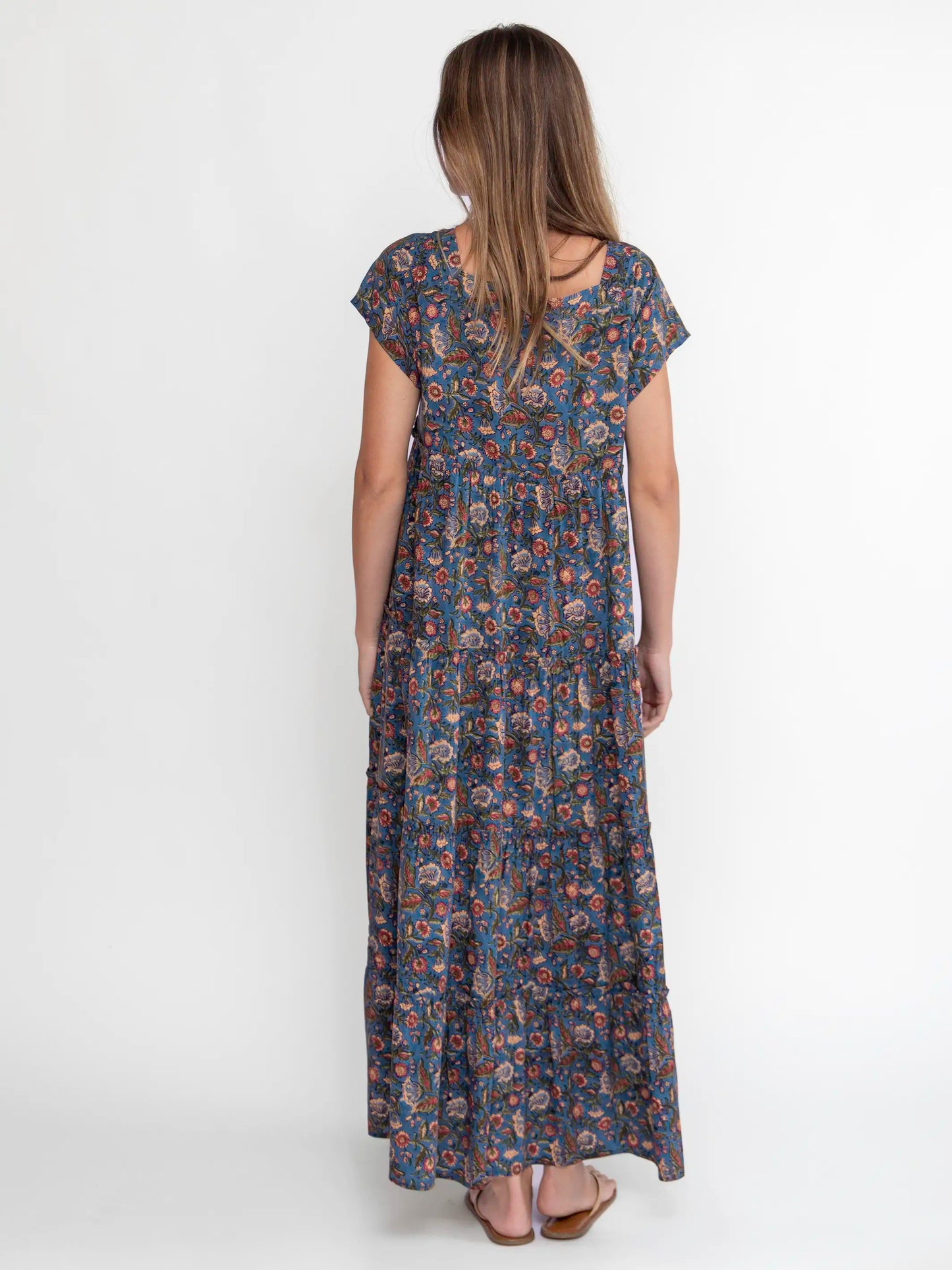 Berkley Maxi Dress - Tan Blue Floral