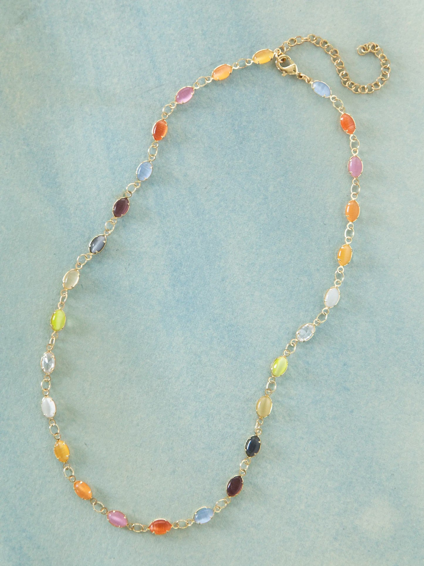 Dainty Jewel Necklace - Rainbow