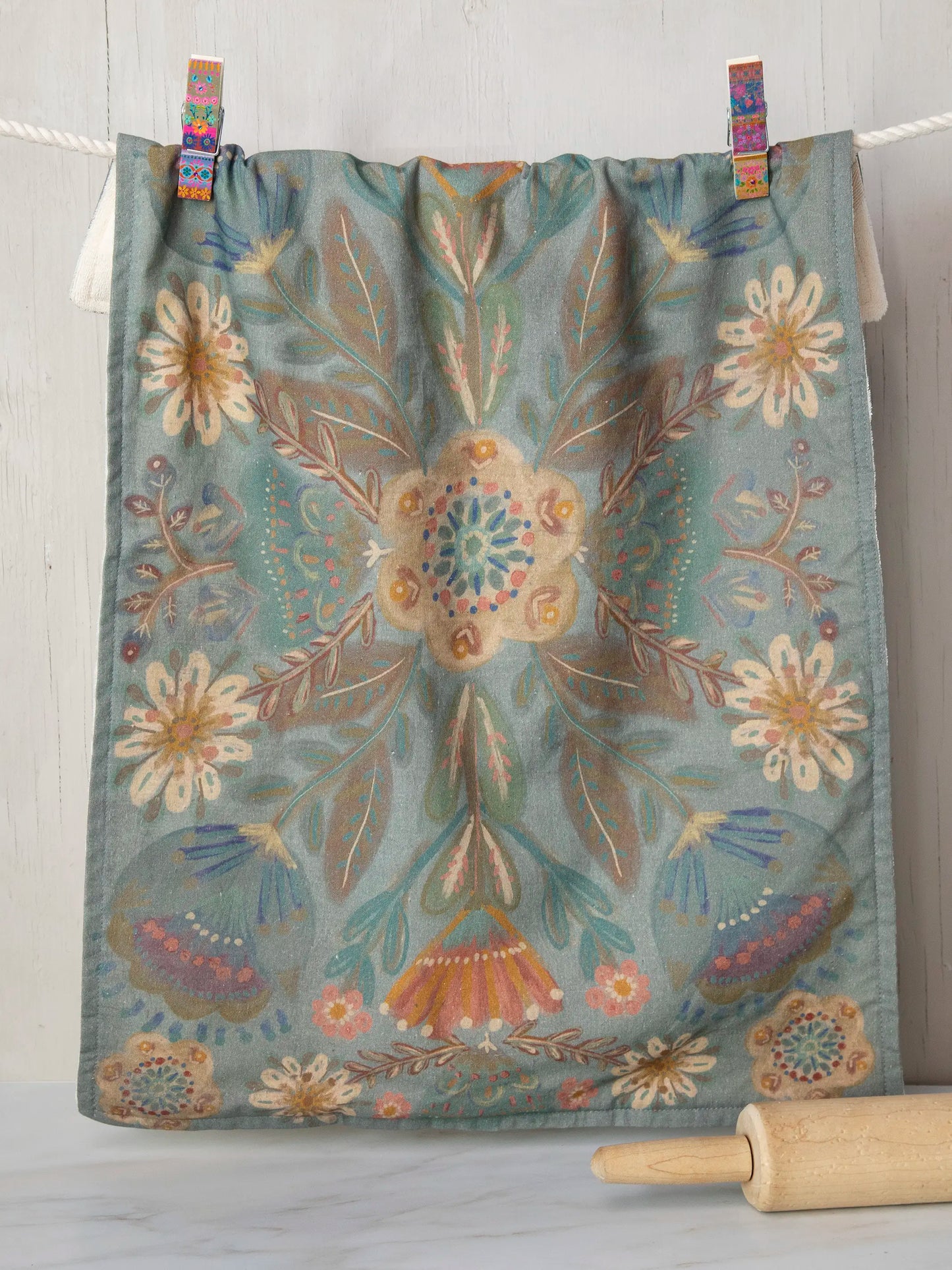 Cotton Dish Towel - Folk Flower