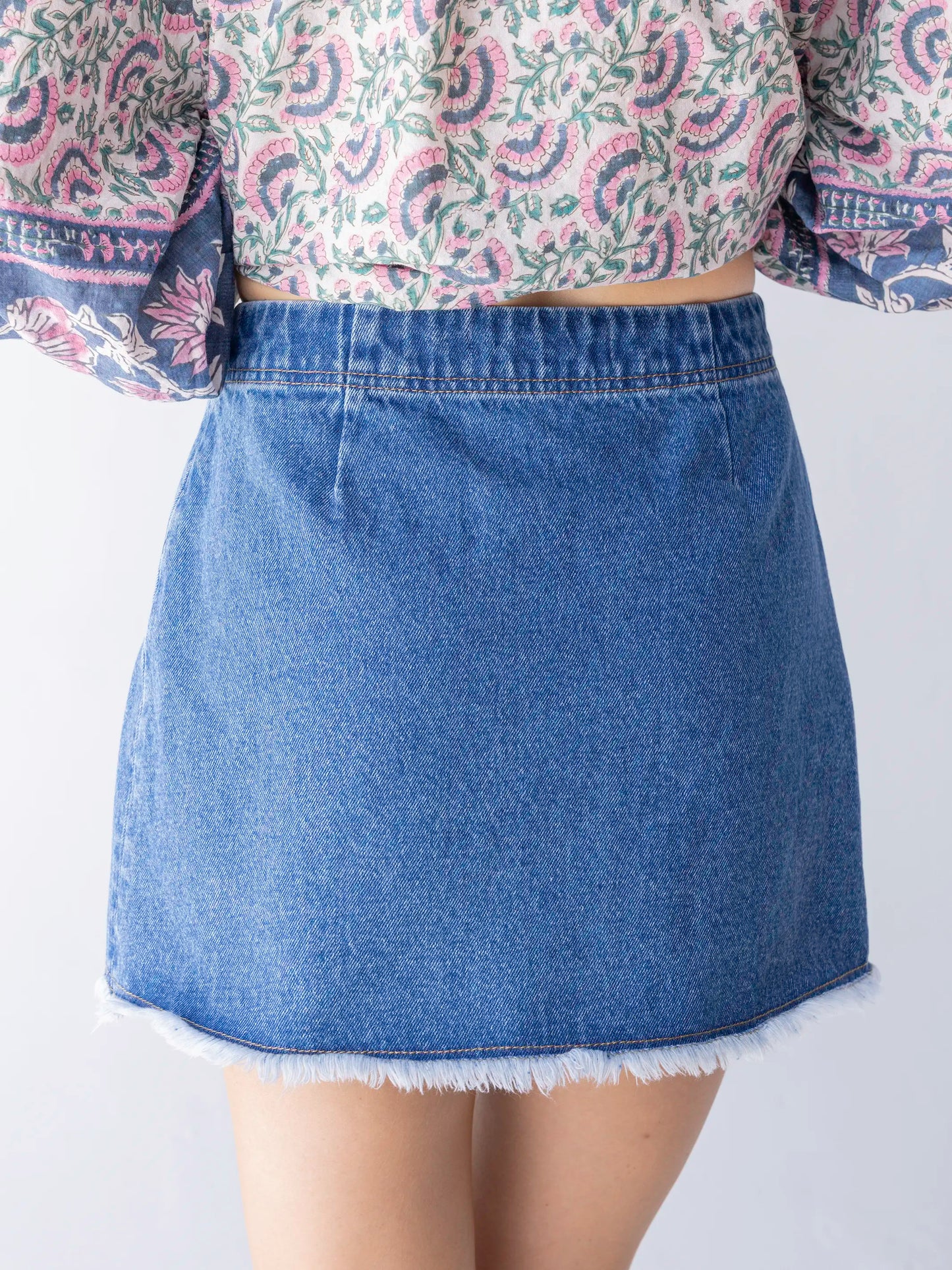 Denim Mini Skirt - Medium Wash