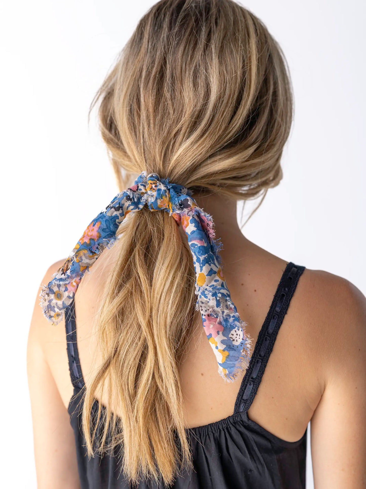 Bandana Scrunchie - Blue Tan Floral
