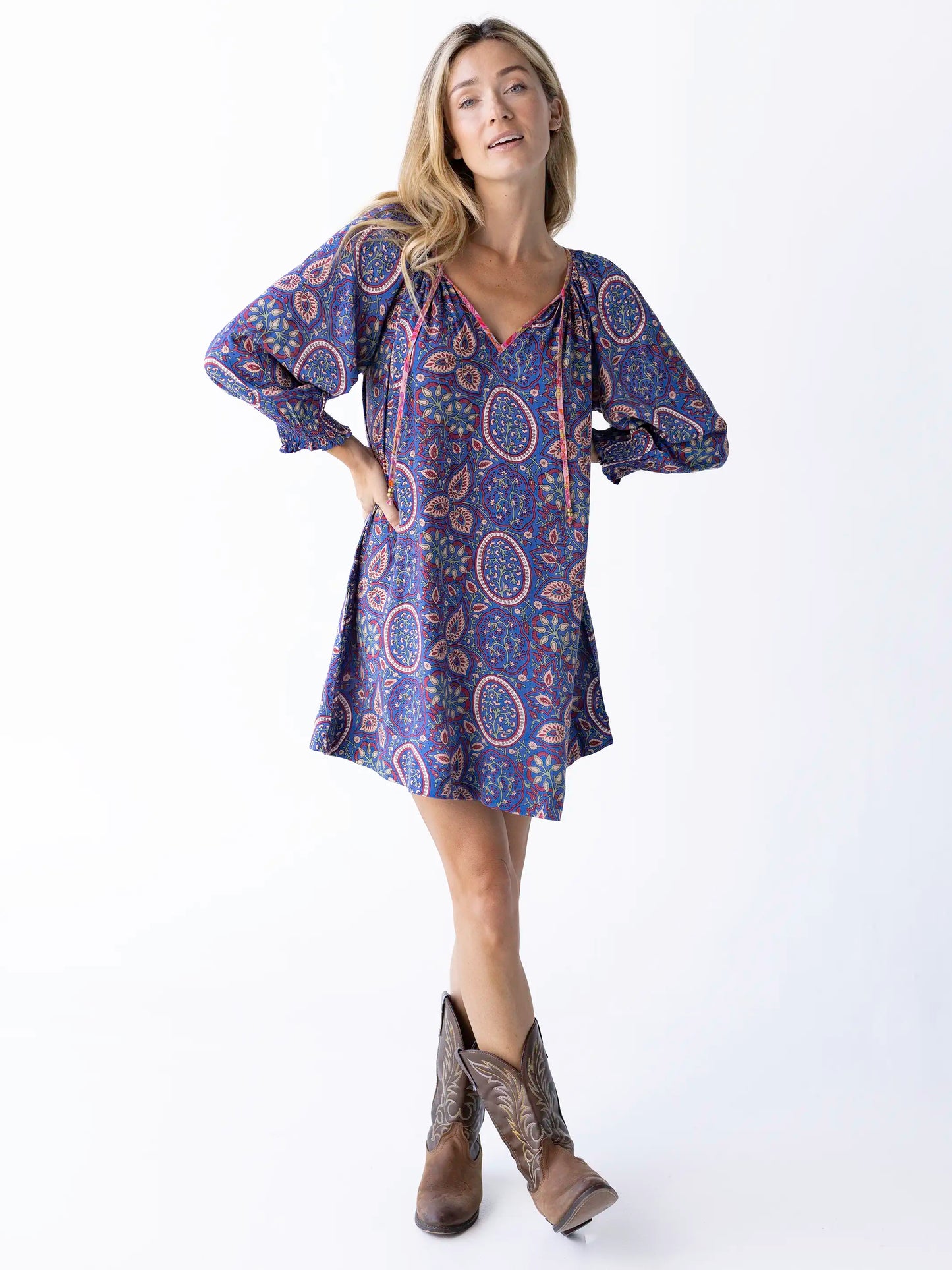 April Mini Dress - Blue Mauve Floral