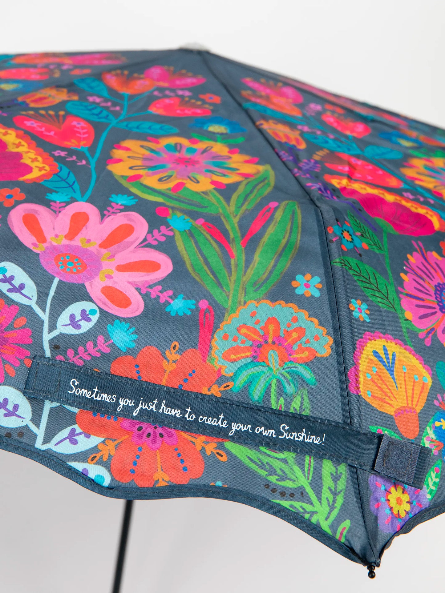 Fold Up Umbrella - Navy Folk Flower