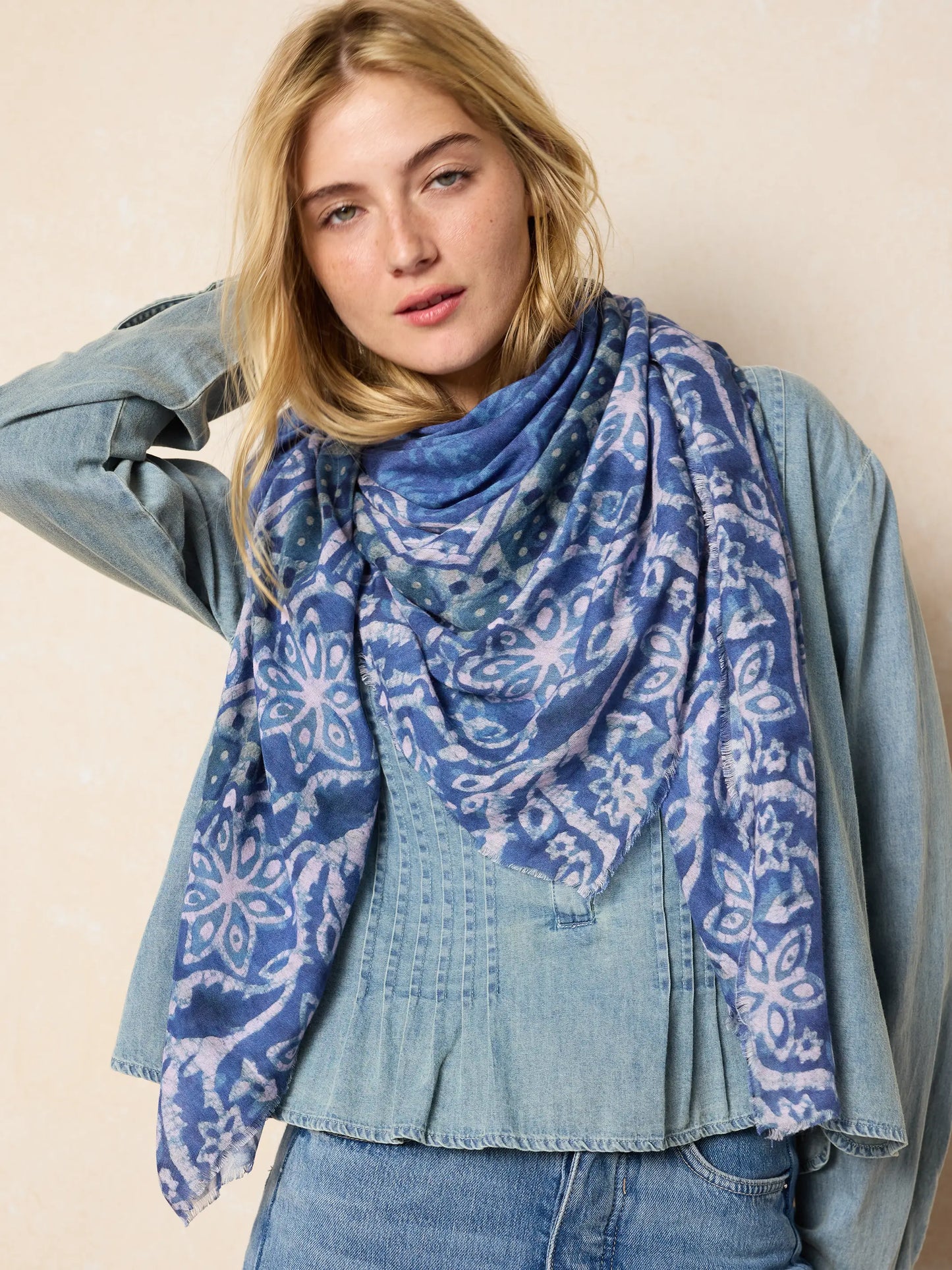 Convertible Scarf - Navy Border