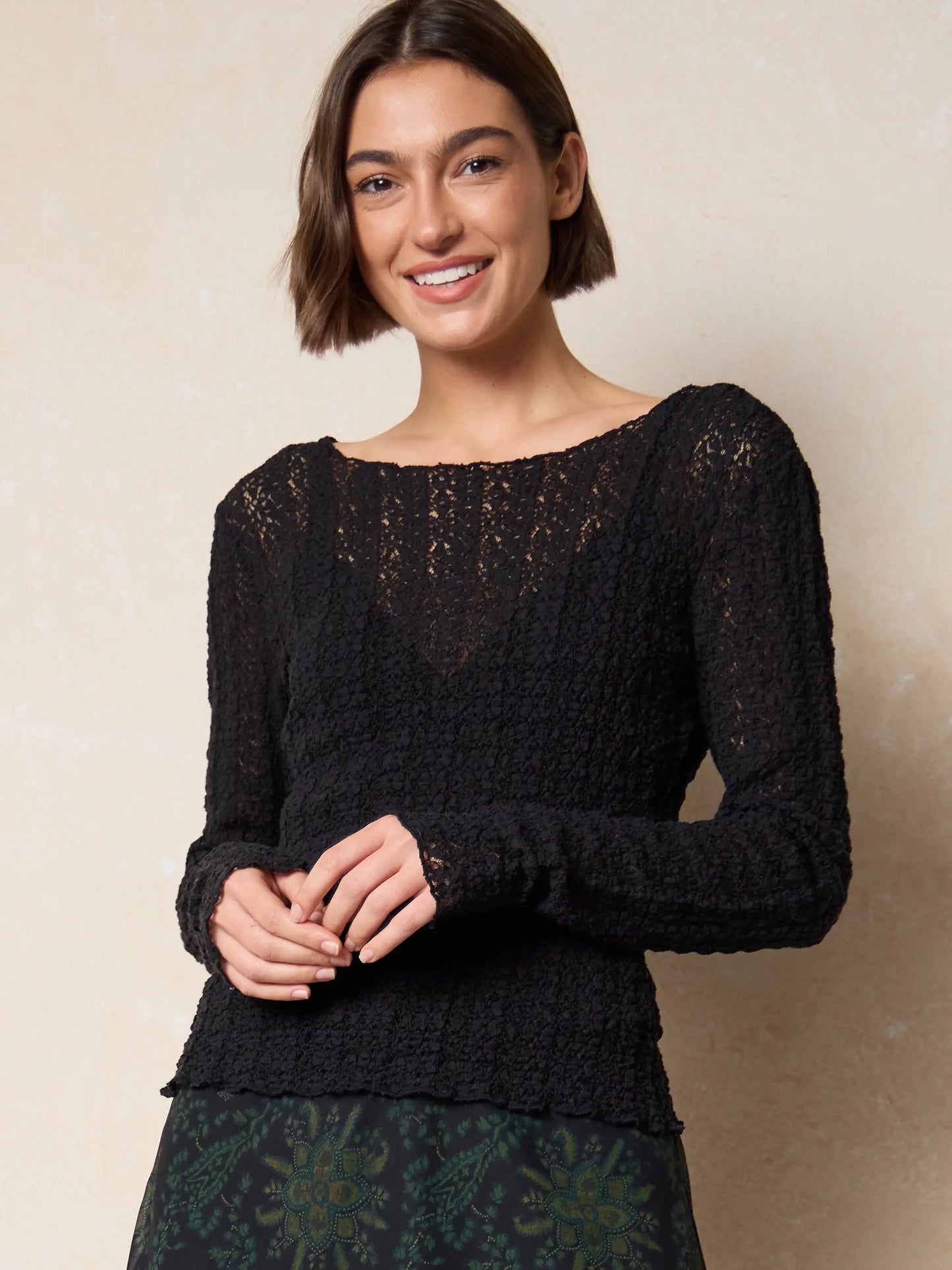 Lace Layering Top - Black
