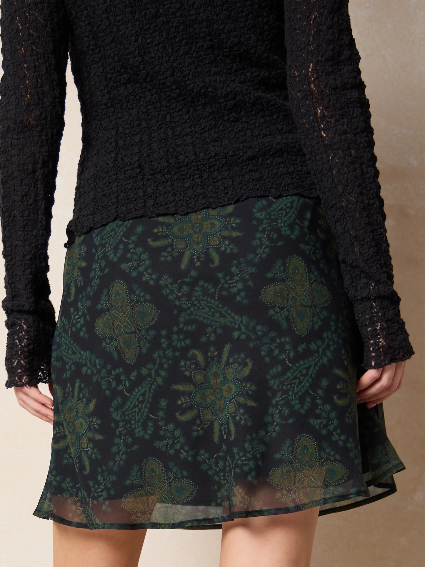 Sweetest Mini Slip Skirt - Dark Teal Medallion