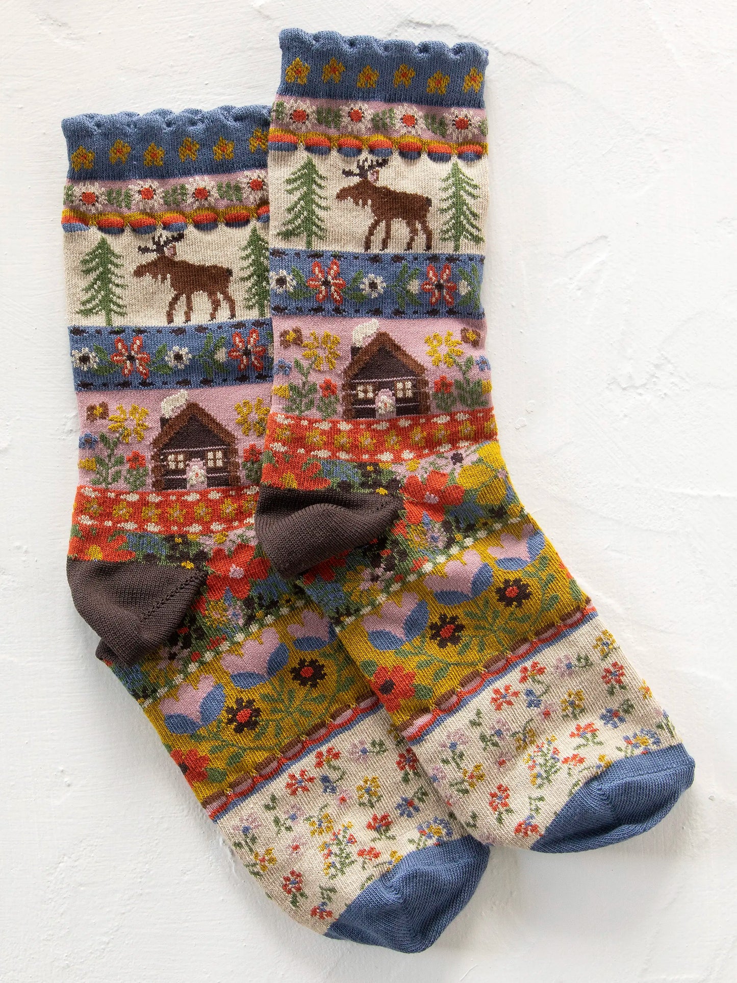 Boho Socks - Dusty Blue Moose