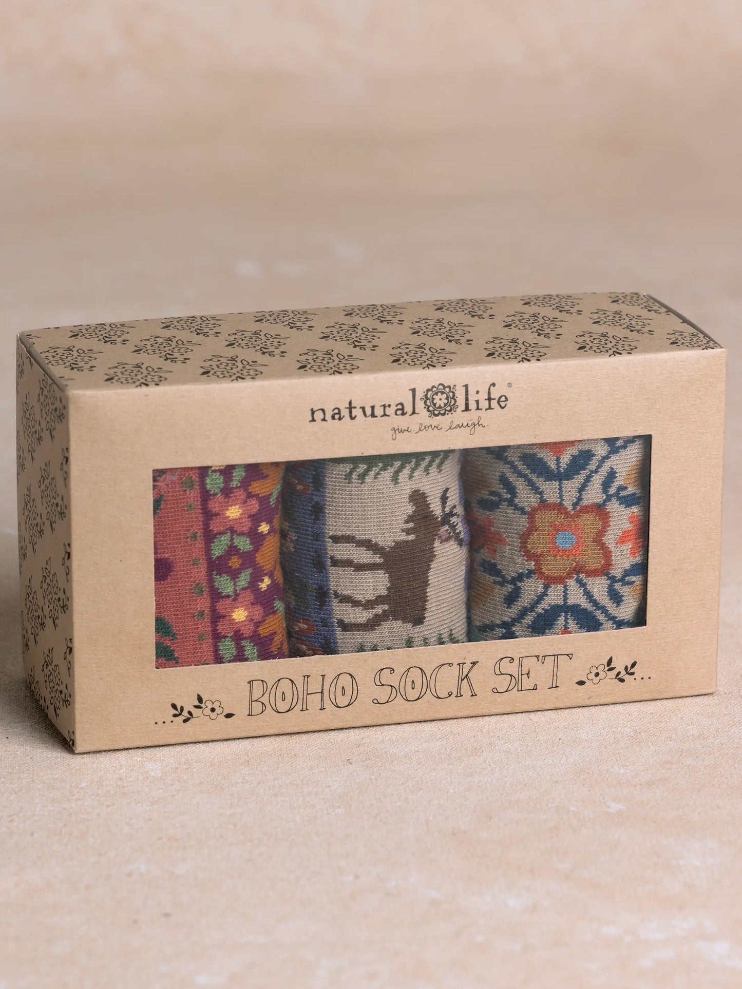 Boxed Boho Sock Set, Set of 3 - Maroon Moose